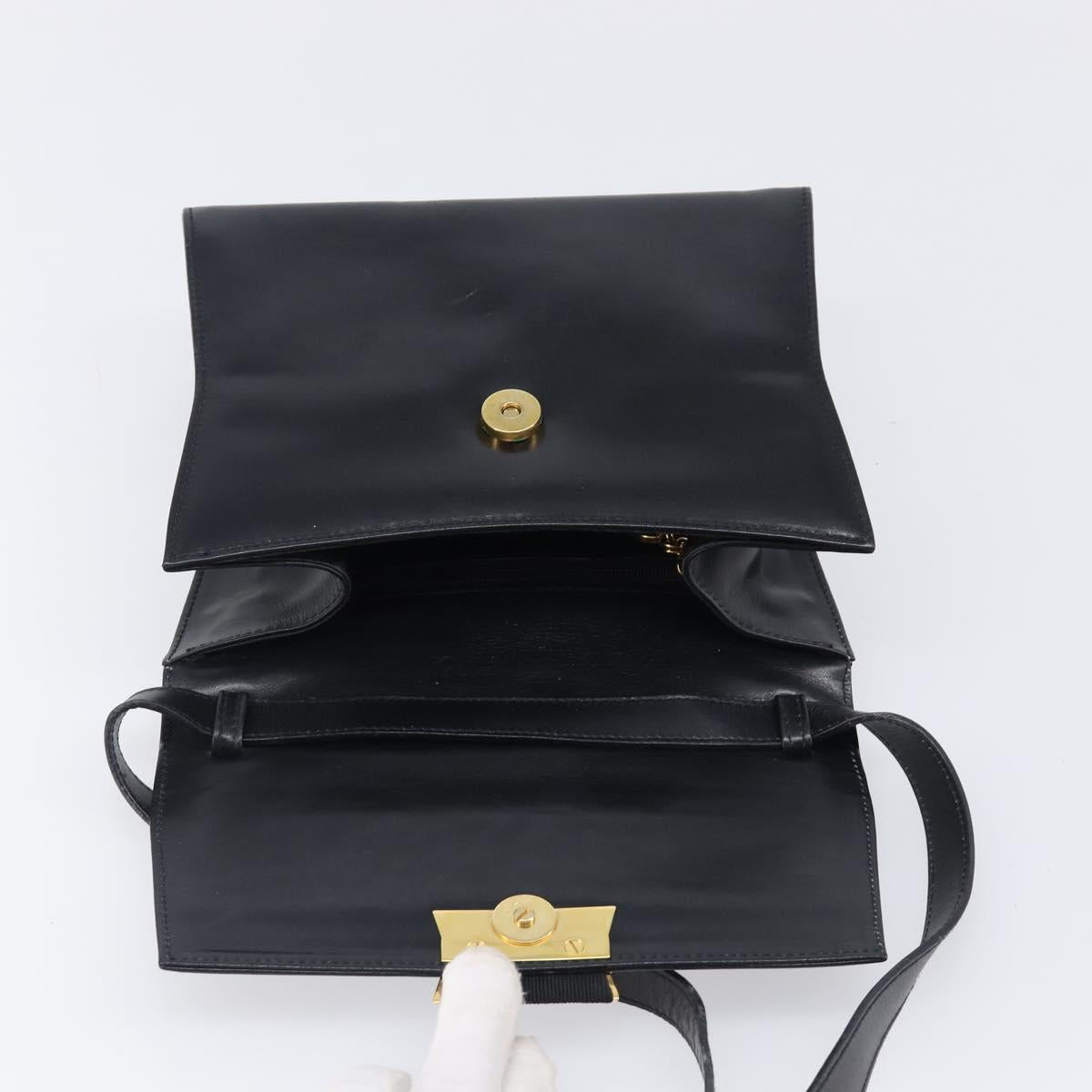 Salvatore Ferragamo Shoulder Bag Leather Black Gold Auth ka6004