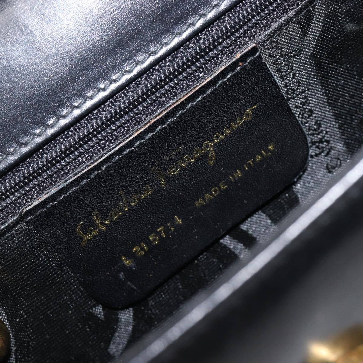 Salvatore Ferragamo Shoulder Bag Leather Black Gold Auth ka6004