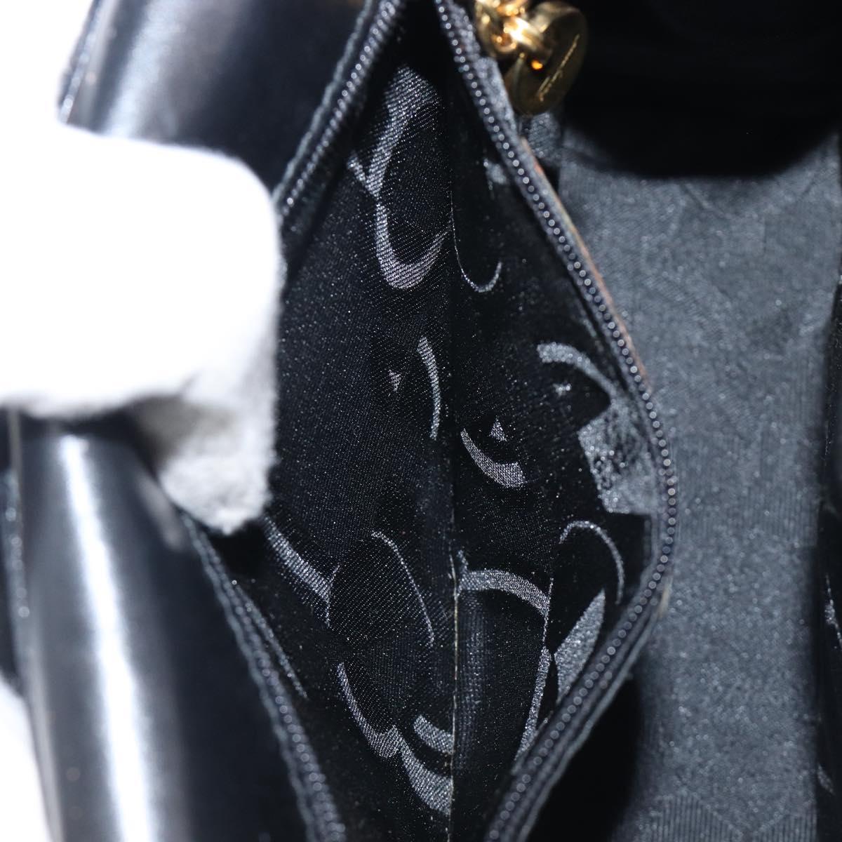 Salvatore Ferragamo Shoulder Bag Leather Black Gold Auth ka6004