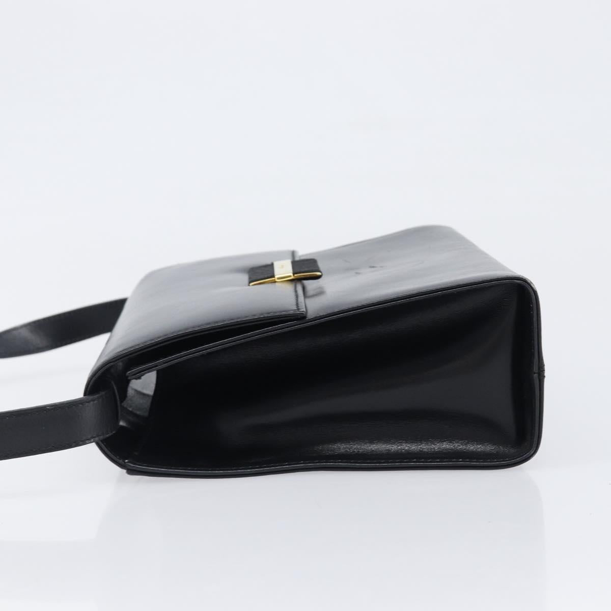 Salvatore Ferragamo Shoulder Bag Leather Black Gold Auth ka6004