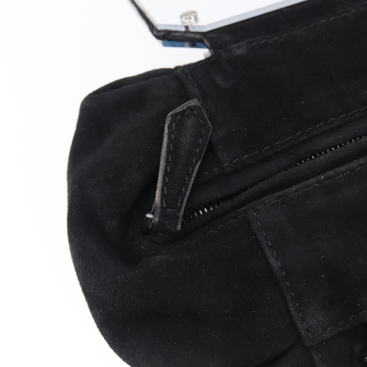 FENDI Hand Bag Suede Black Silver Auth ka6006A