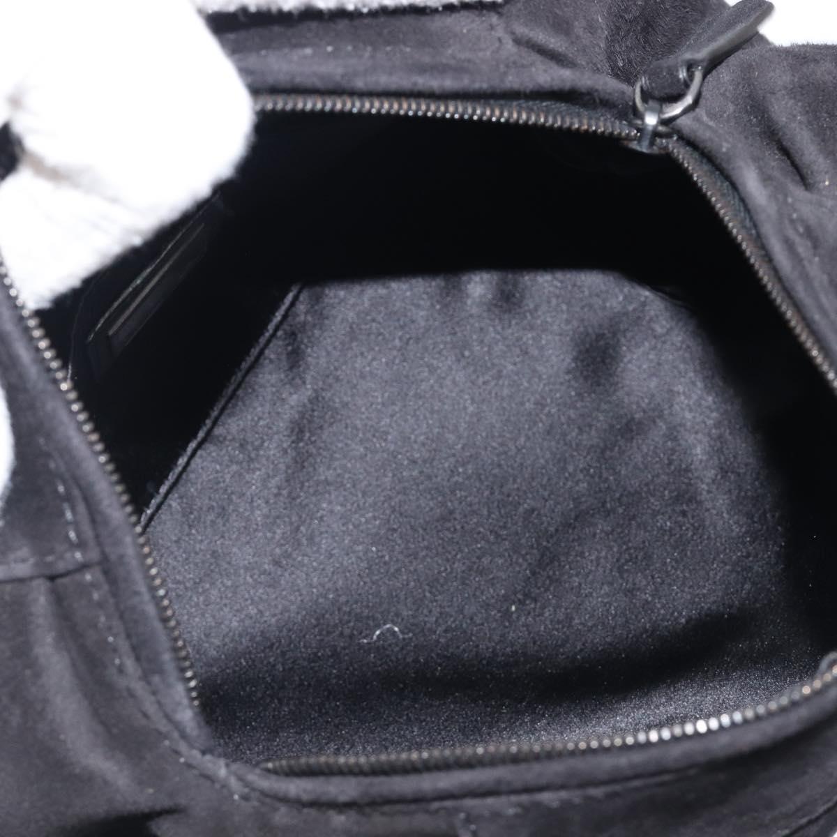 FENDI Hand Bag Suede Black Silver Auth ka6006A