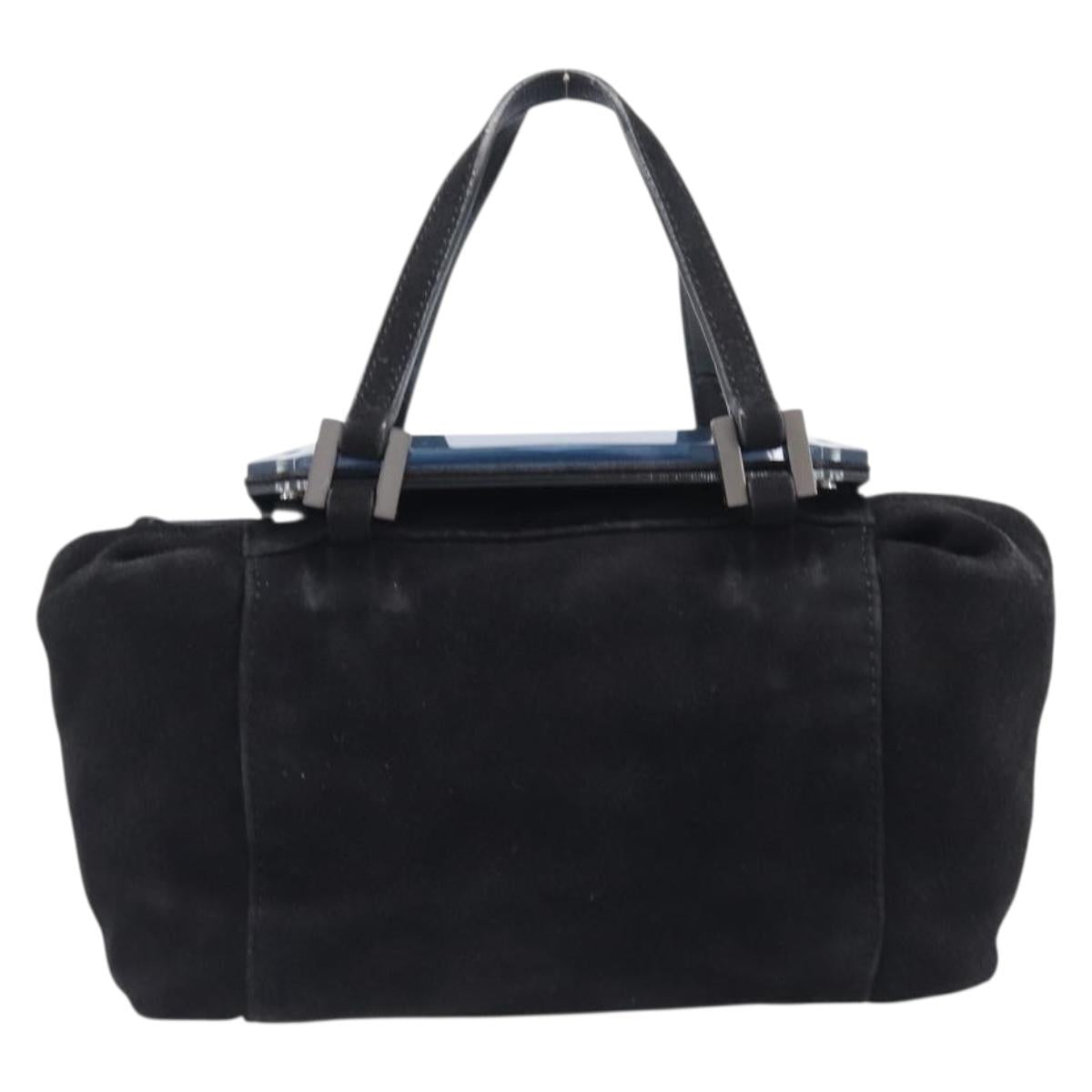 FENDI Hand Bag Suede Black Silver Auth ka6006A