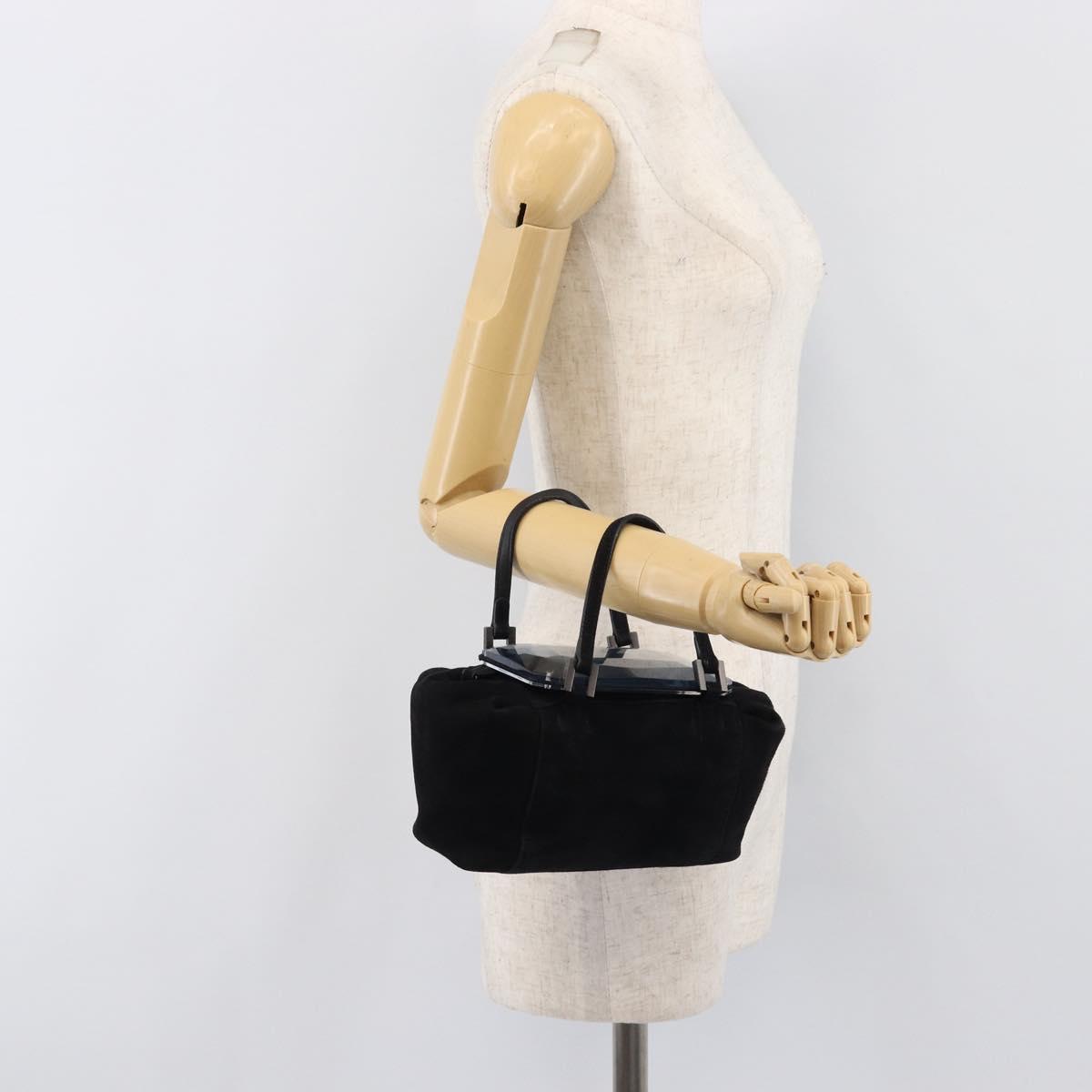 FENDI Hand Bag Suede Black Silver Auth ka6006A