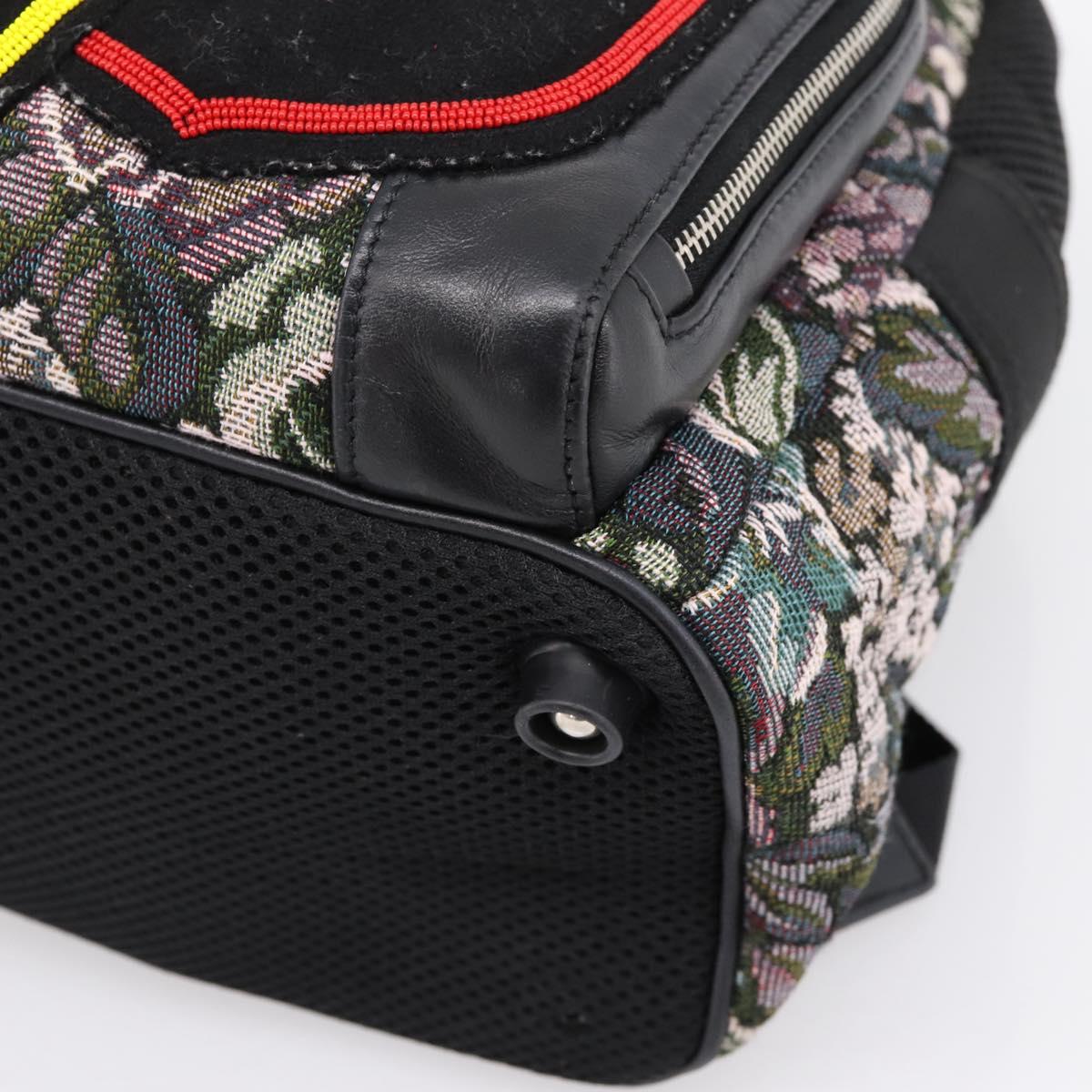 Miu Miu Backpack Canvas Black Silver Auth ka6007