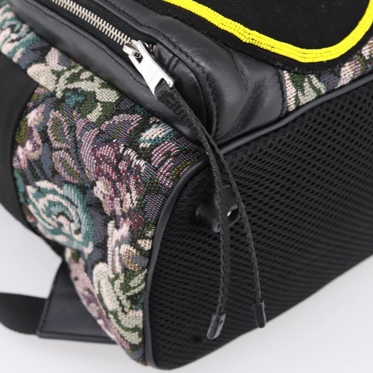 Miu Miu Backpack Canvas Black Silver Auth ka6007