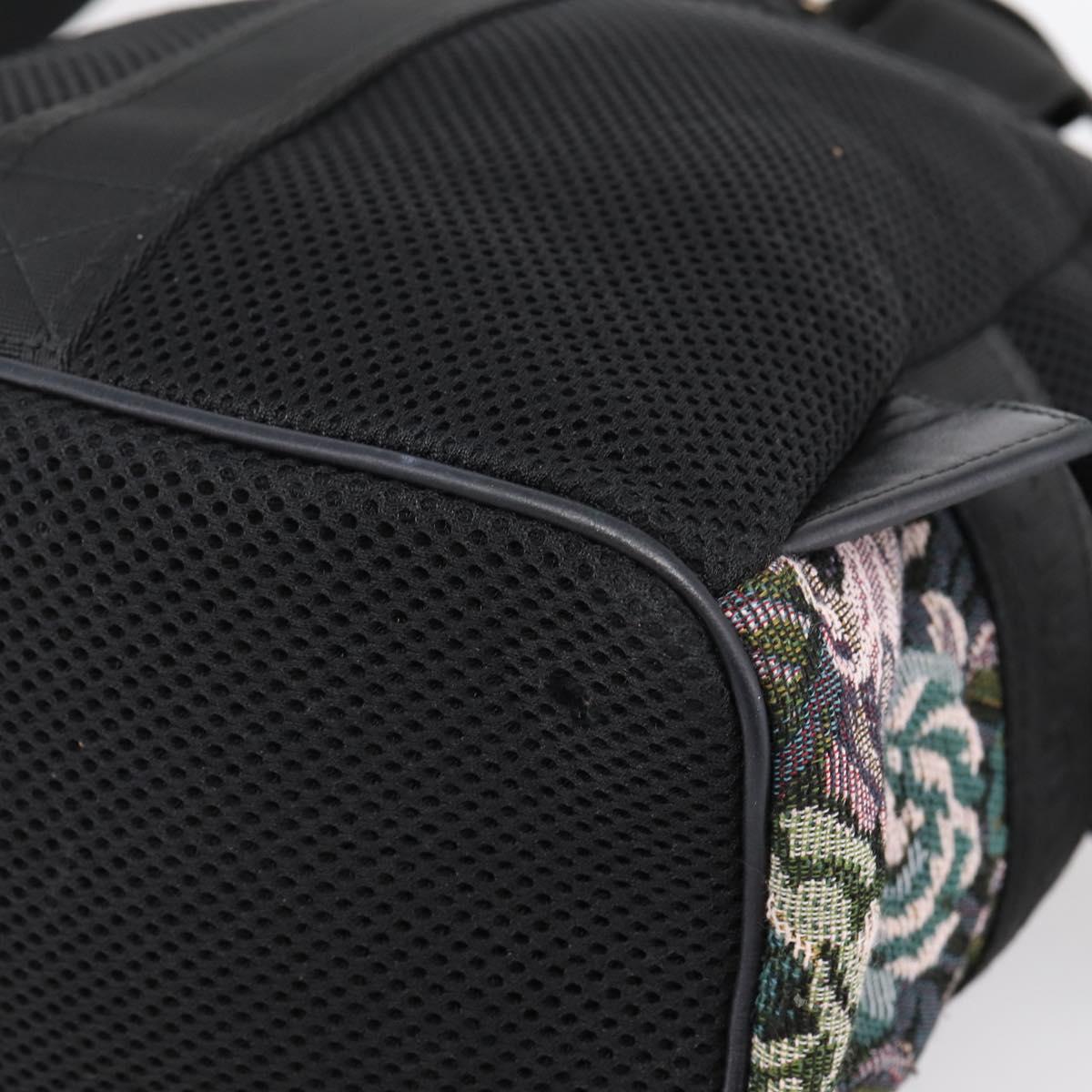 Miu Miu Backpack Canvas Black Silver Auth ka6007