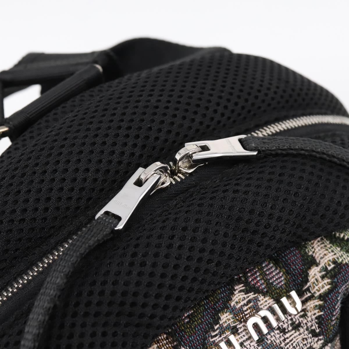 Miu Miu Backpack Canvas Black Silver Auth ka6007