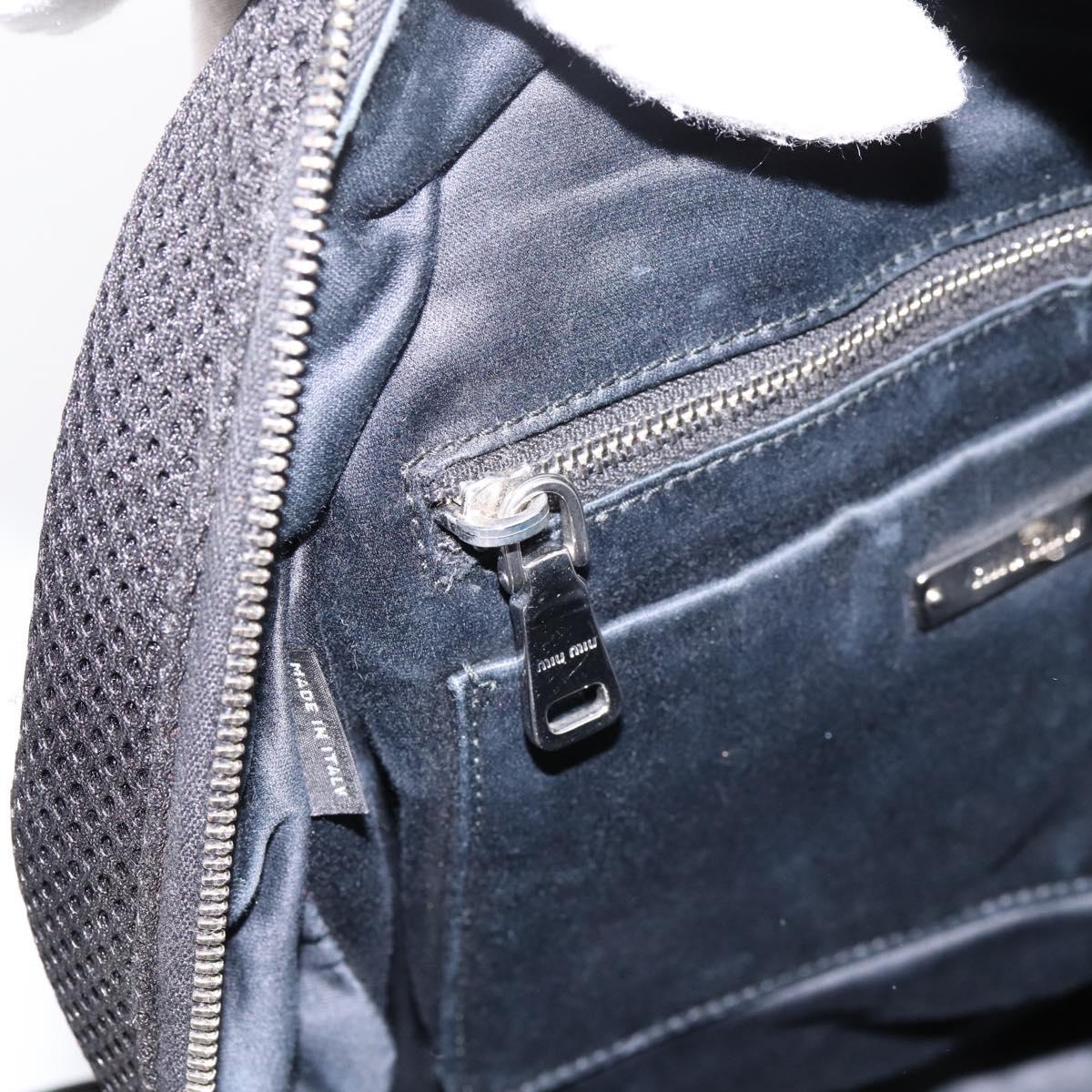 Miu Miu Backpack Canvas Black Silver Auth ka6007