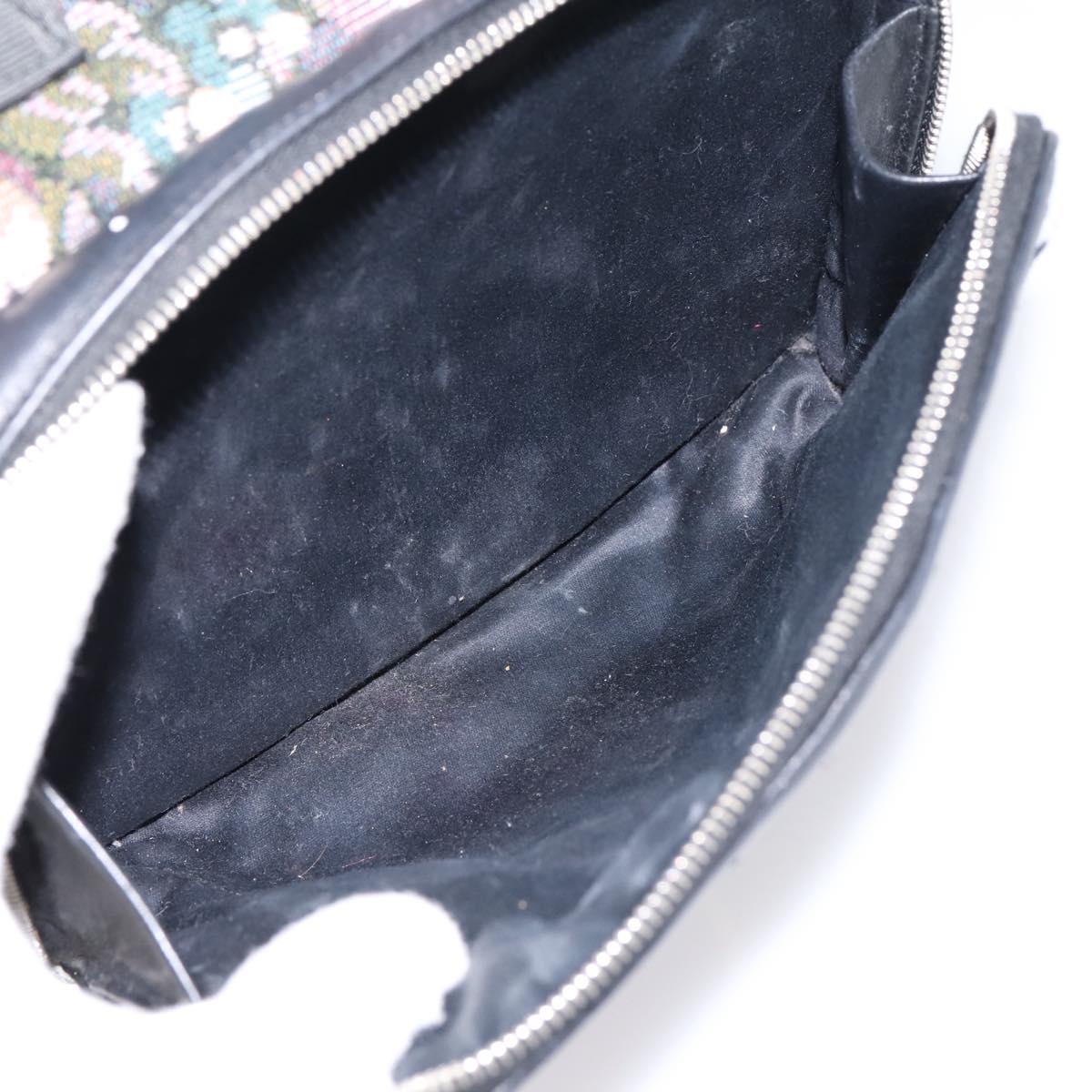 Miu Miu Backpack Canvas Black Silver Auth ka6007
