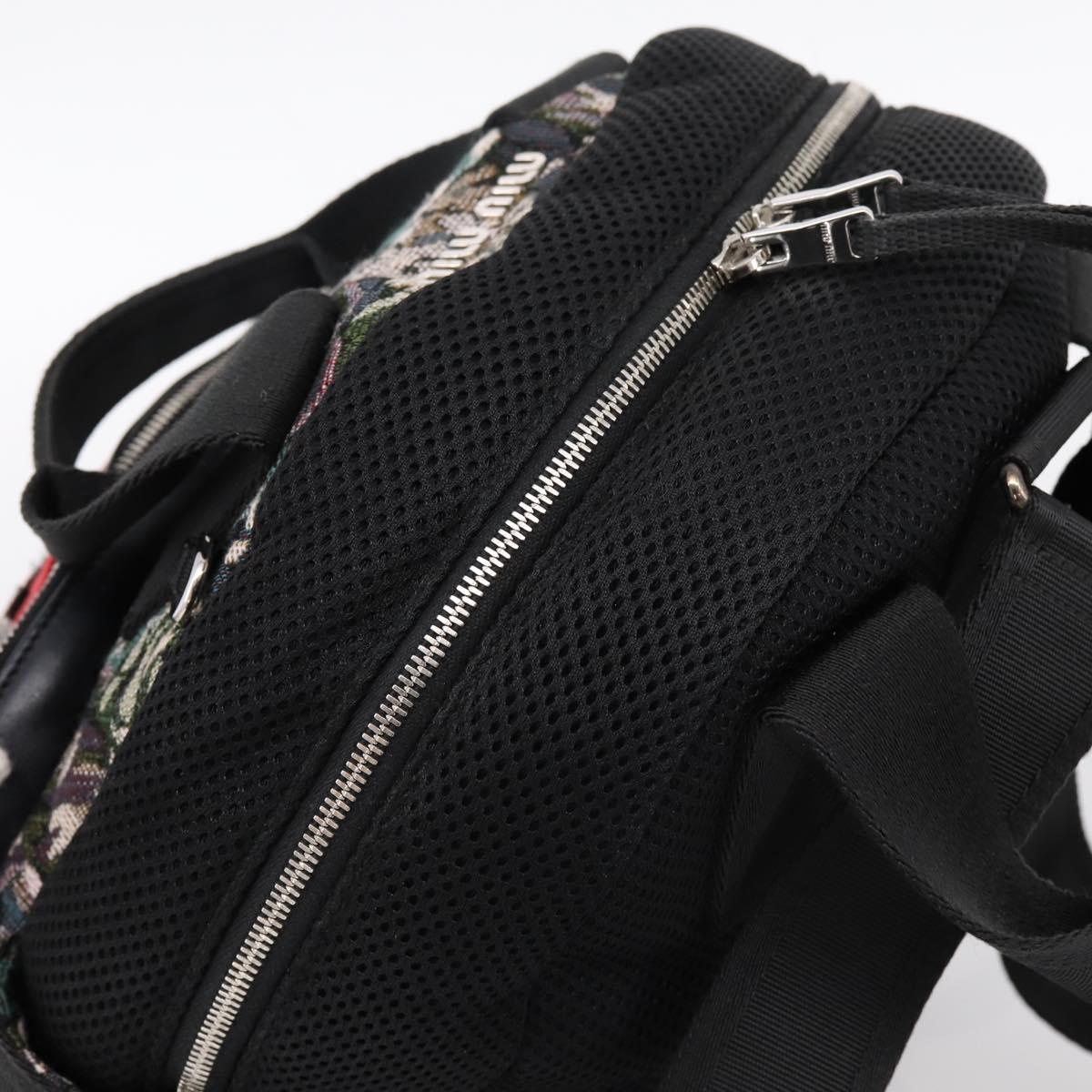 Miu Miu Backpack Canvas Black Silver Auth ka6007