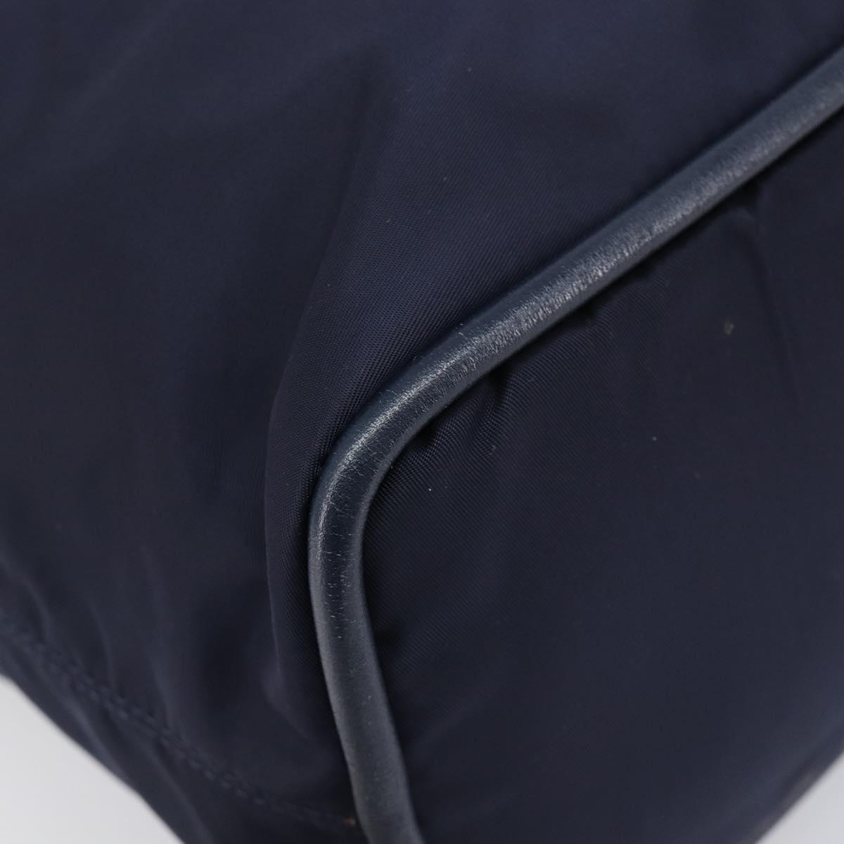 CELINE Hand Bag Nylon Navy Gold Auth ka6008