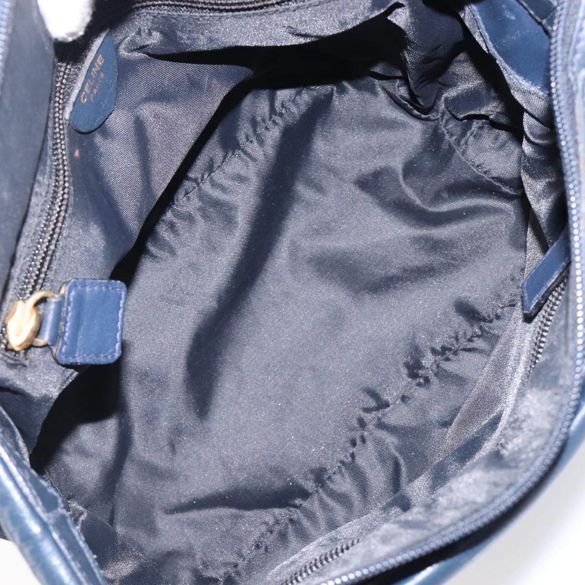 CELINE Hand Bag Nylon Navy Gold Auth ka6008