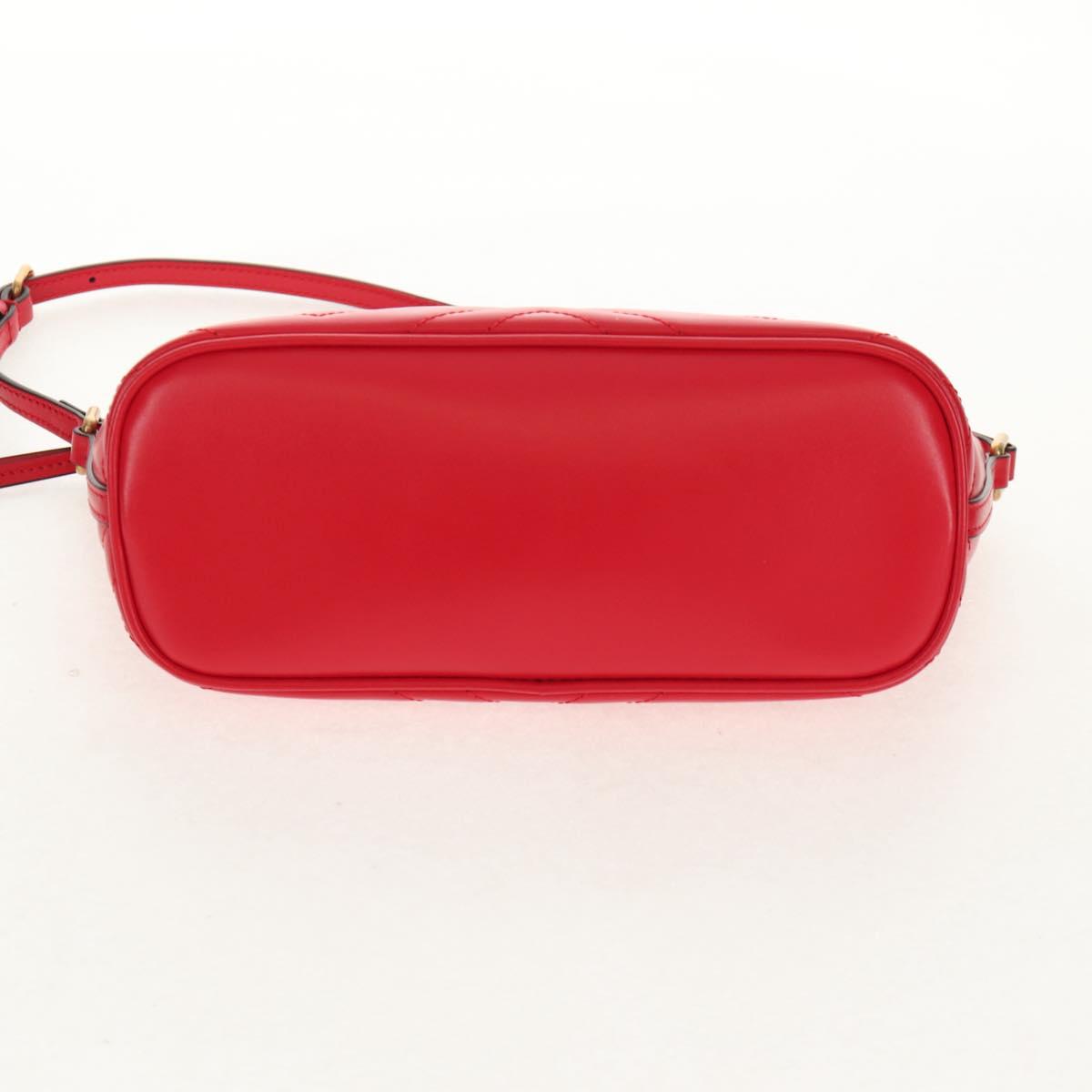 GUCCI GG Marmont Accessory Pouch Leather Red Gold 739166 Auth ka600V