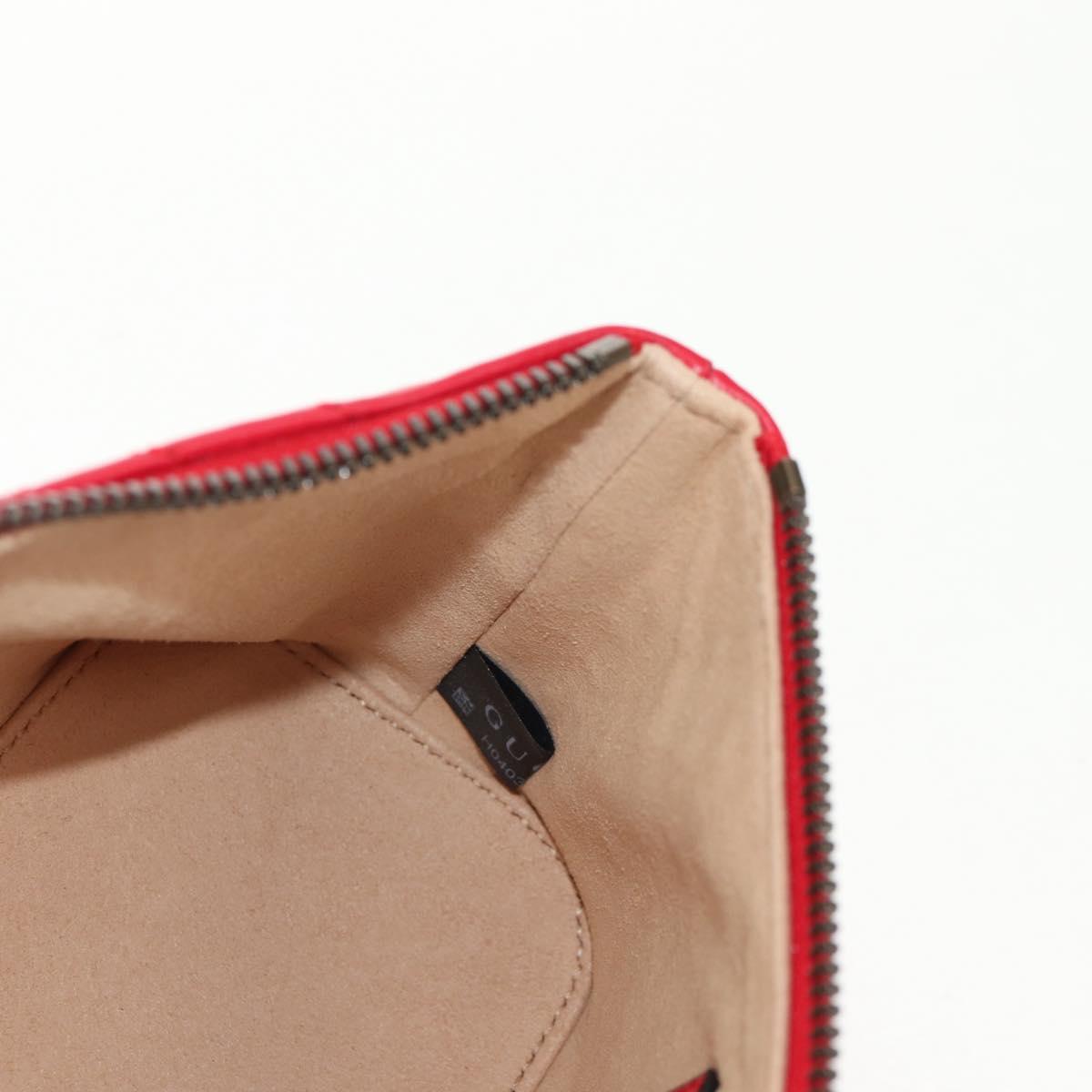 GUCCI GG Marmont Accessory Pouch Leather Red Gold 739166 Auth ka600V