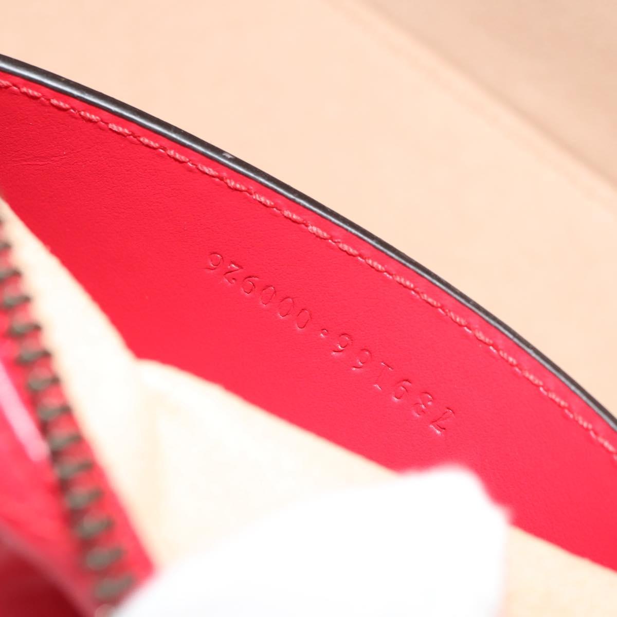 GUCCI GG Marmont Accessory Pouch Leather Red Gold 739166 Auth ka600V