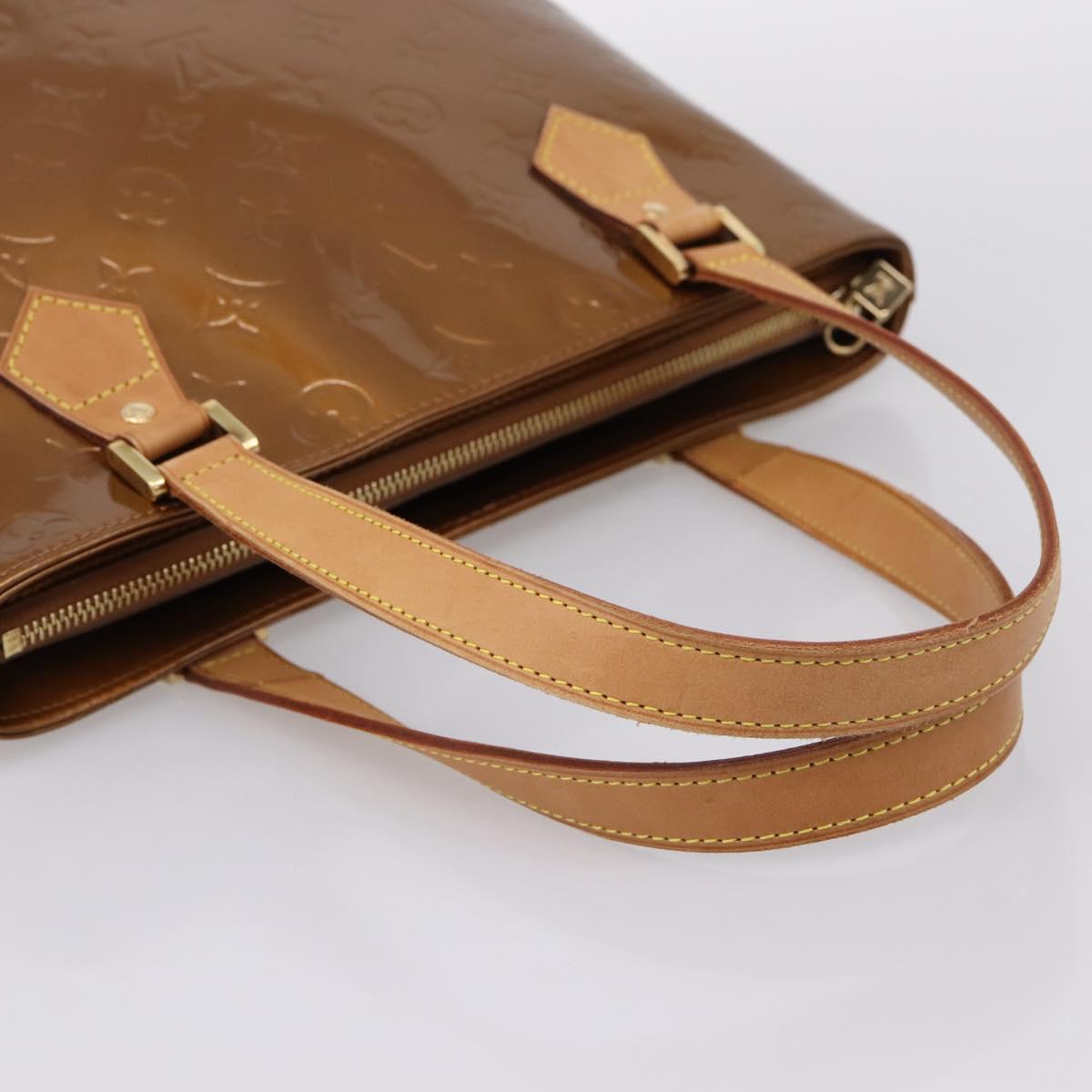 LOUIS VUITTON Monogram Vernis Houston Hand Bag Bronze M91122 LV Auth ka6013