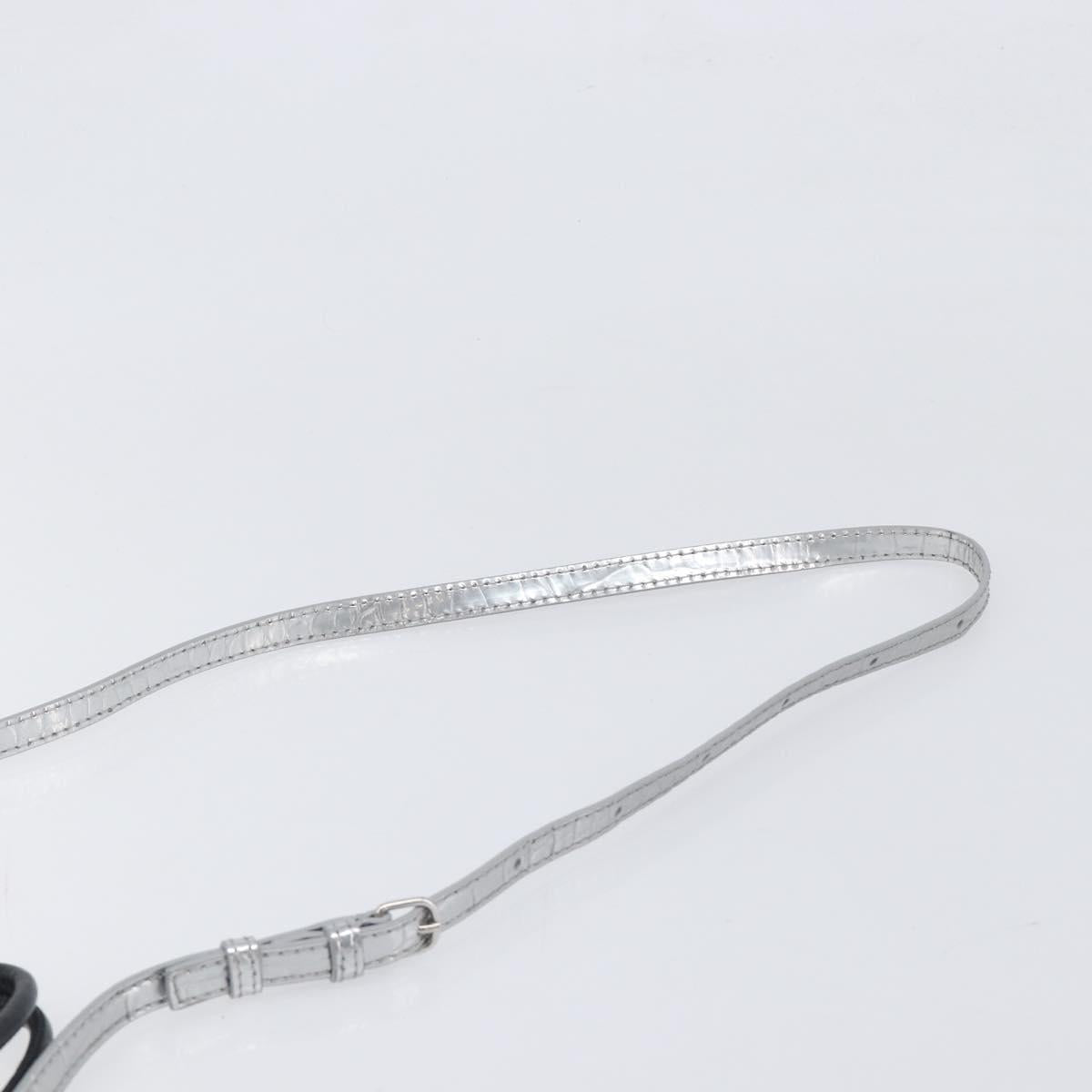 BALENCIAGA Croco Embossed Shopping XXS Leather 2way Silver 597858 Auth ka6015V