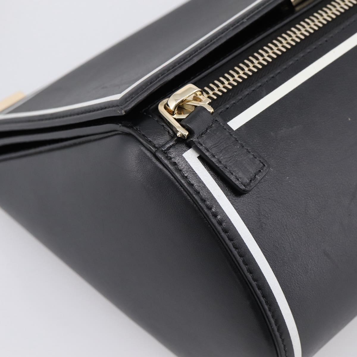 GIVENCHY Shoulder Bag Leather Black Gold Auth ka6021A