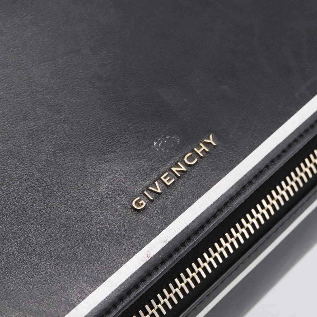 GIVENCHY Shoulder Bag Leather Black Gold Auth ka6021A