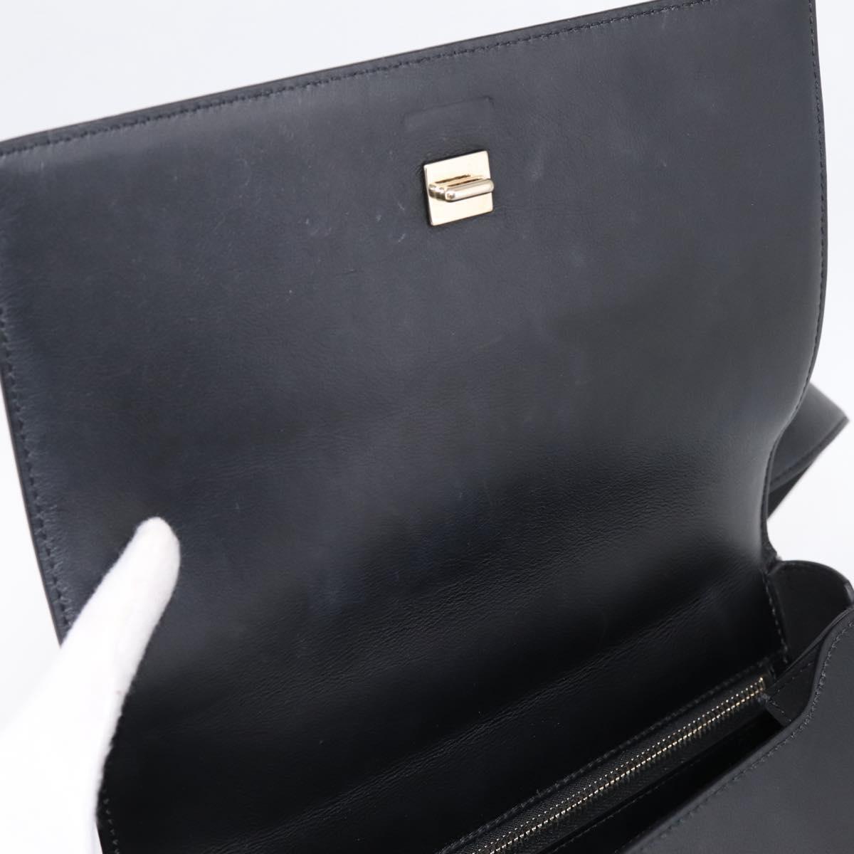GIVENCHY Shoulder Bag Leather Black Gold Auth ka6021A