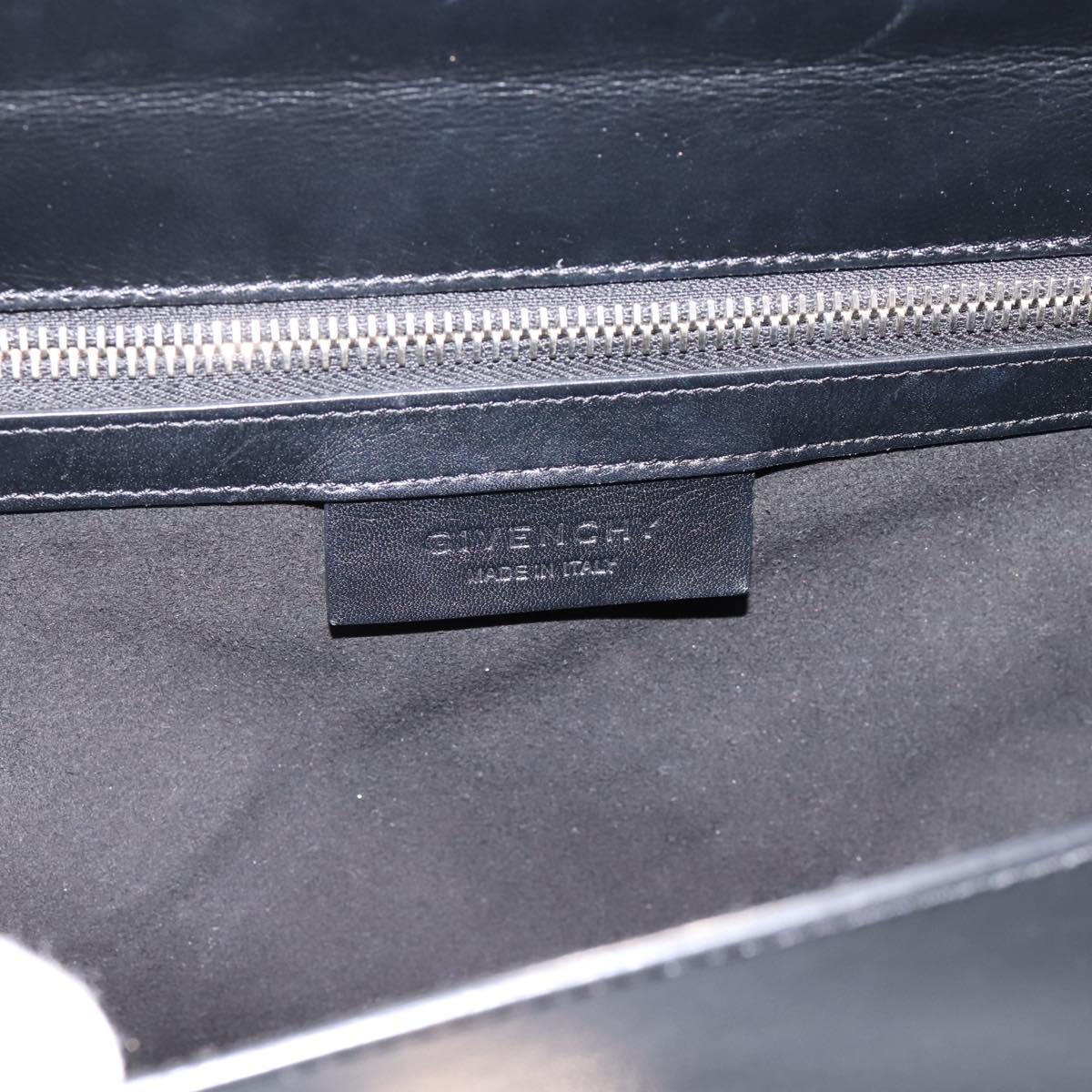 GIVENCHY Shoulder Bag Leather Black Gold Auth ka6021A