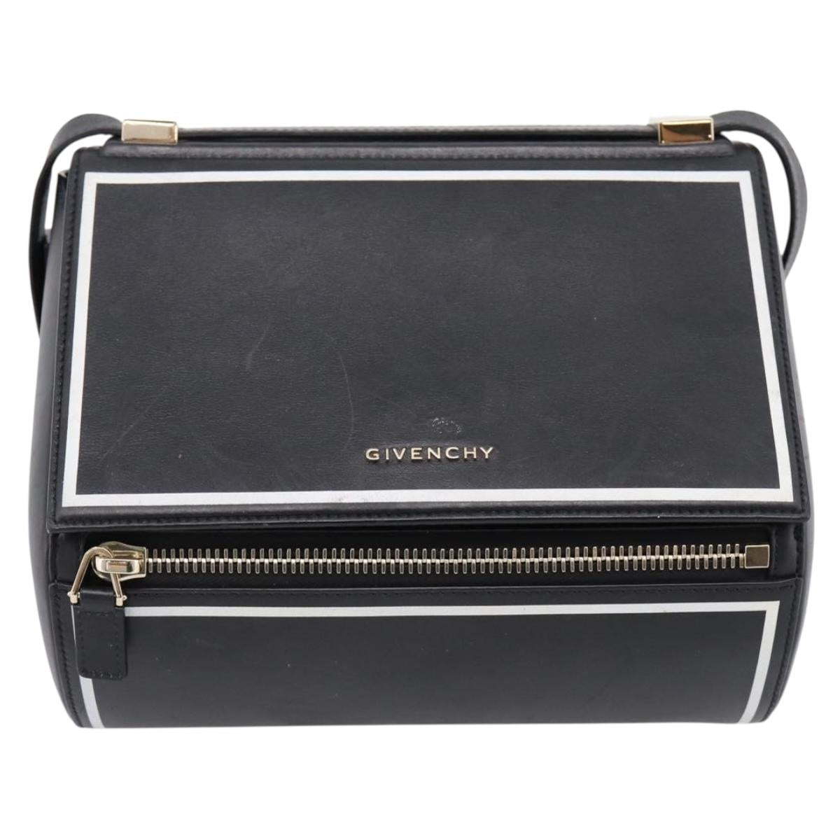 GIVENCHY Shoulder Bag Leather Black Gold Auth ka6021A