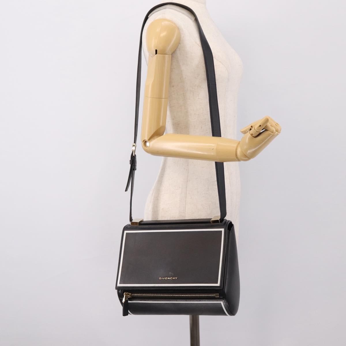 GIVENCHY Shoulder Bag Leather Black Gold Auth ka6021A