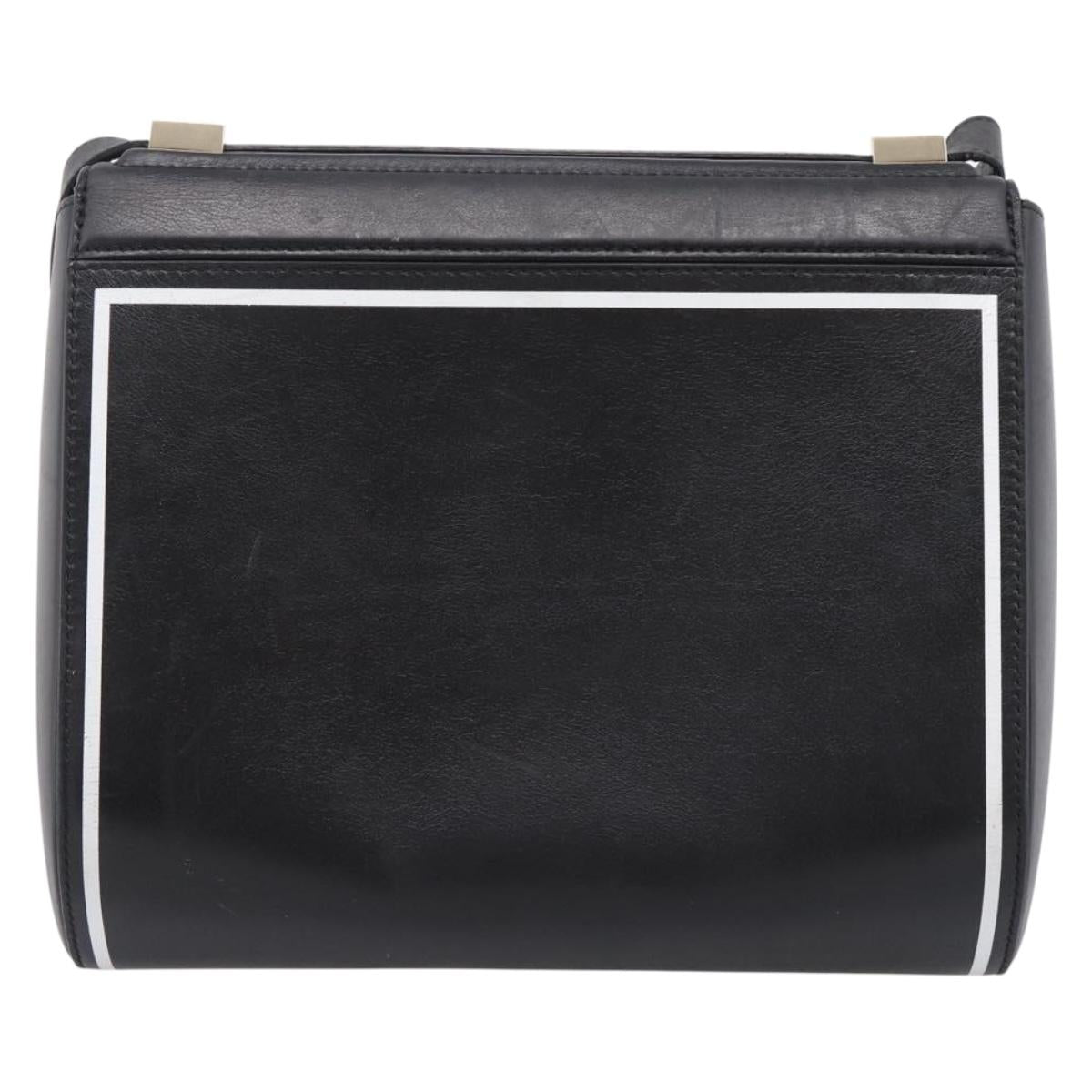 GIVENCHY Shoulder Bag Leather Black Gold Auth ka6021A