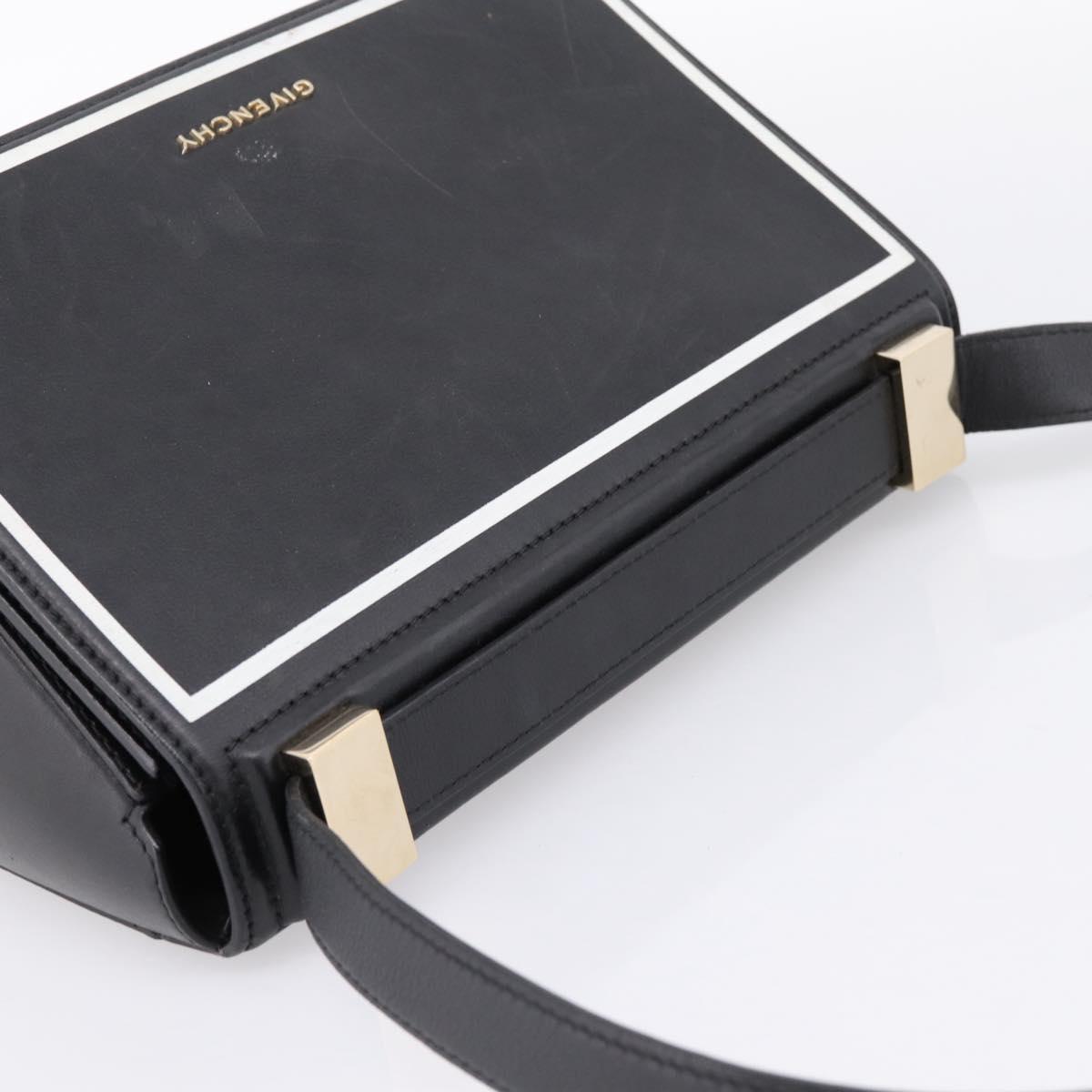 GIVENCHY Shoulder Bag Leather Black Gold Auth ka6021A