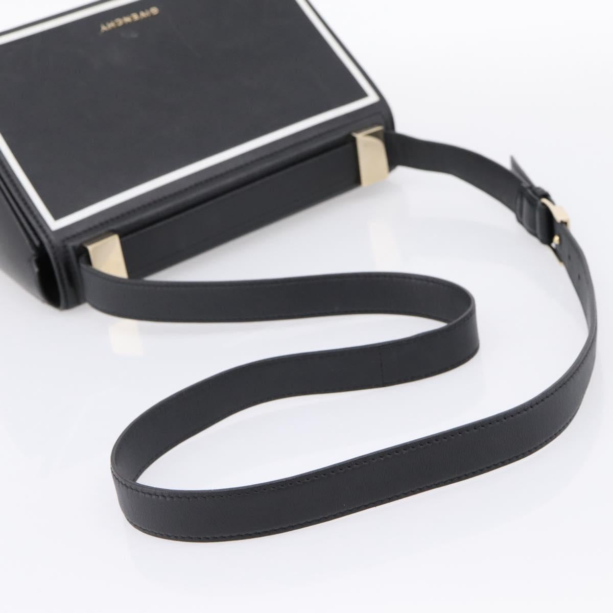 GIVENCHY Shoulder Bag Leather Black Gold Auth ka6021A