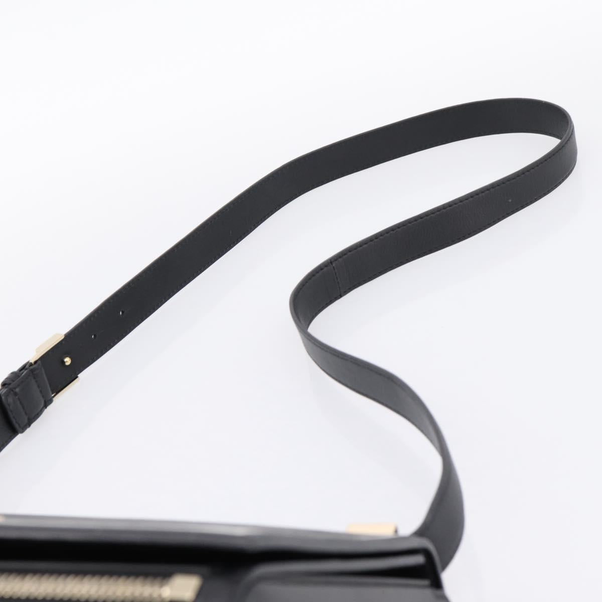GIVENCHY Shoulder Bag Leather Black Gold Auth ka6021A