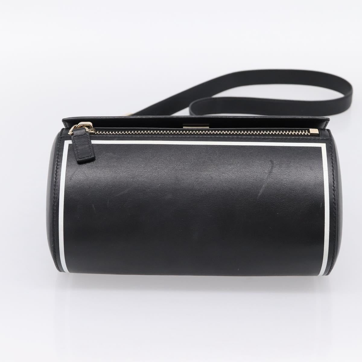 GIVENCHY Shoulder Bag Leather Black Gold Auth ka6021A