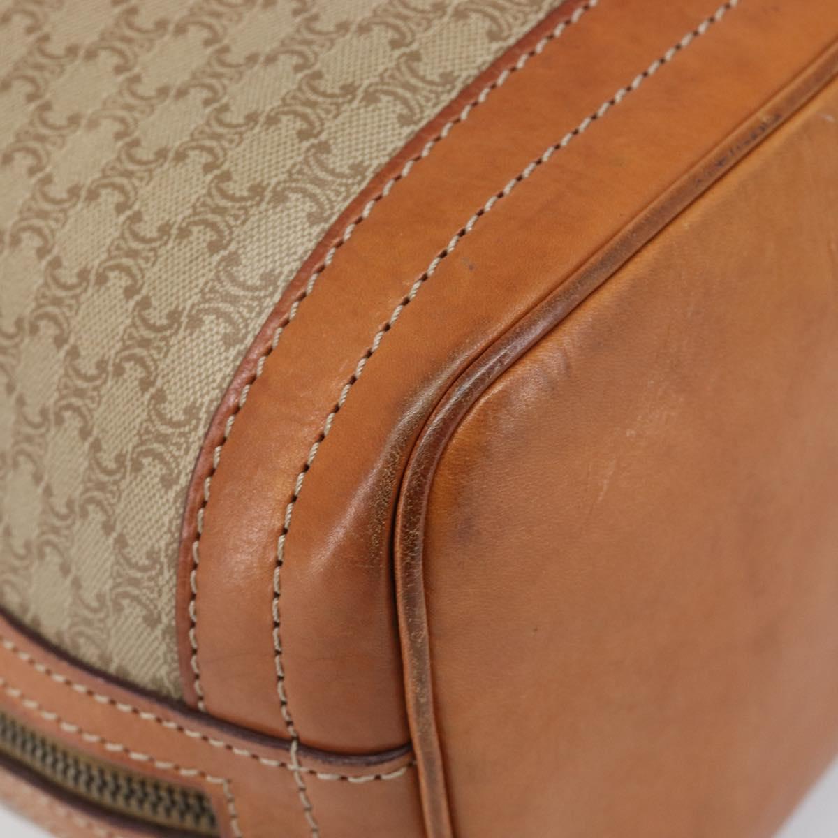 CELINE Macadam Canvas Shoulder Bag PVC Beige Gold Auth ka6022