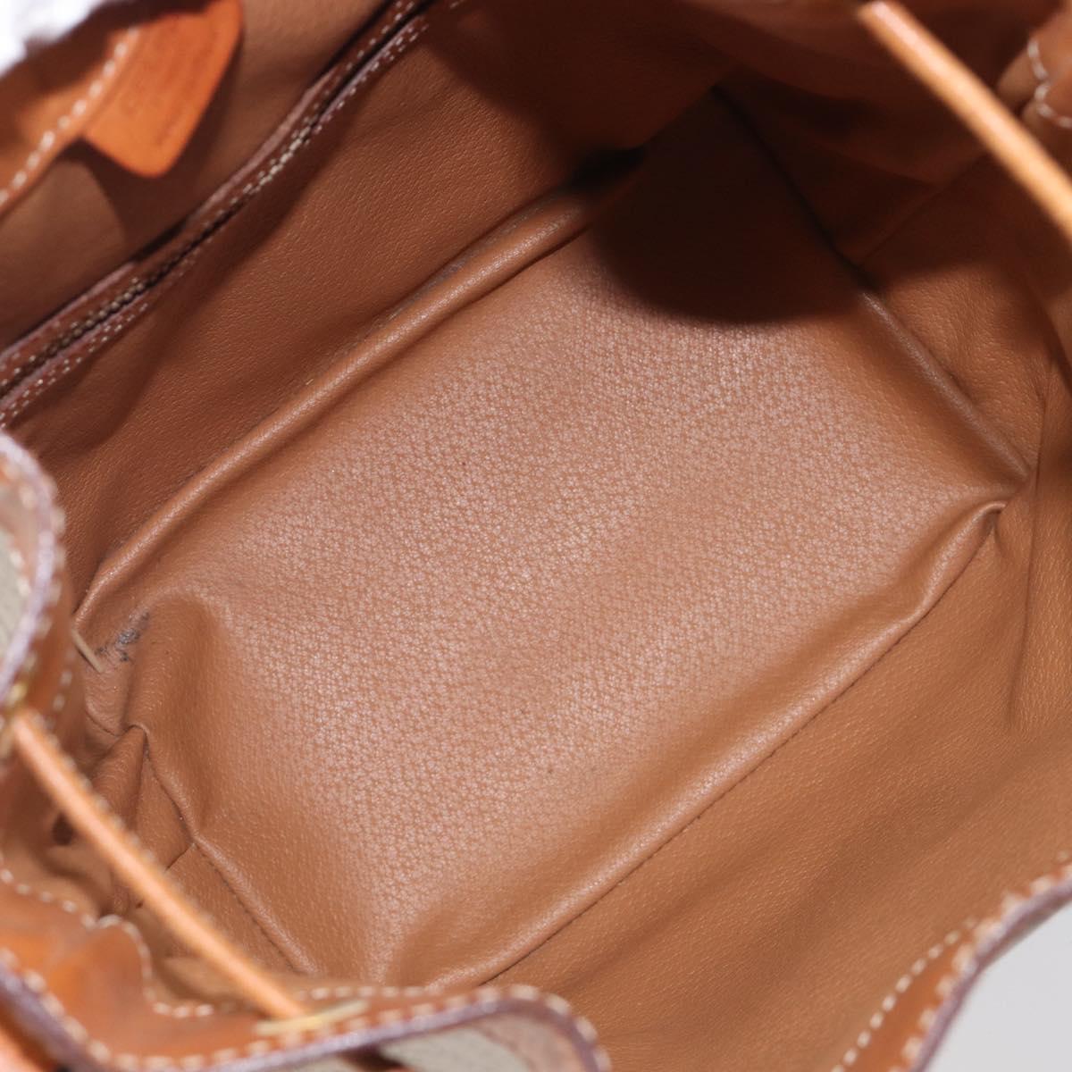 CELINE Macadam Canvas Shoulder Bag PVC Beige Gold Auth ka6022