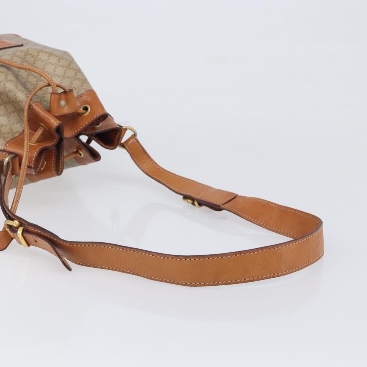 CELINE Macadam Canvas Shoulder Bag PVC Beige Gold Auth ka6022