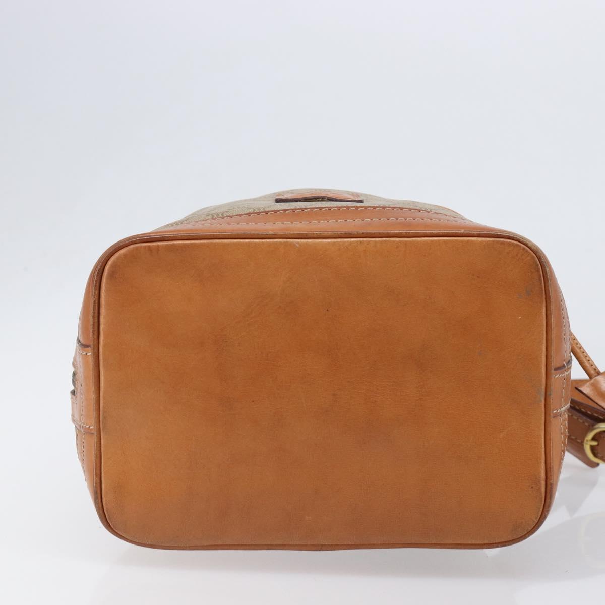 CELINE Macadam Canvas Shoulder Bag PVC Beige Gold Auth ka6022