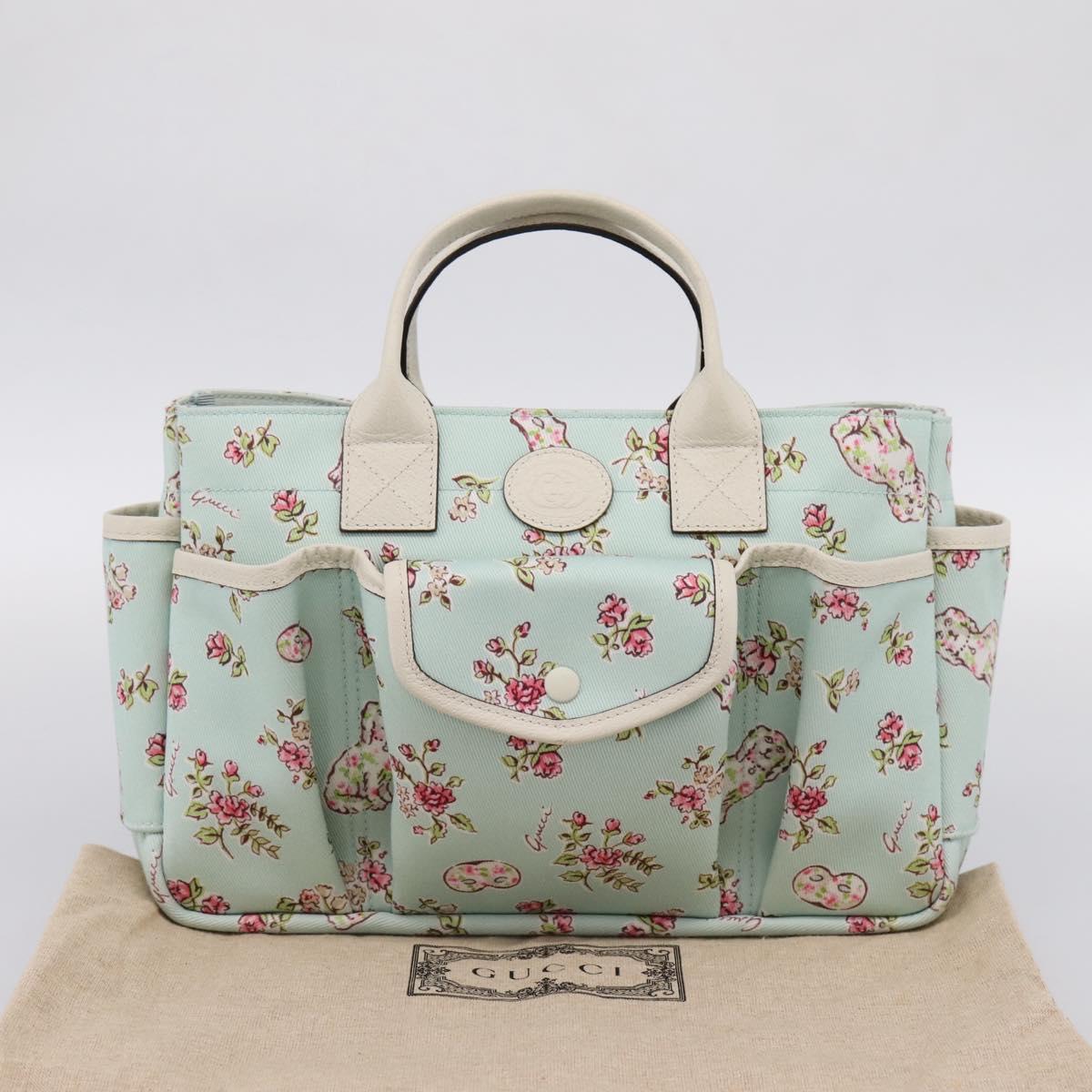 GUCCI Hand Bag Canvas Light Blue 628159 Auth ka6023V