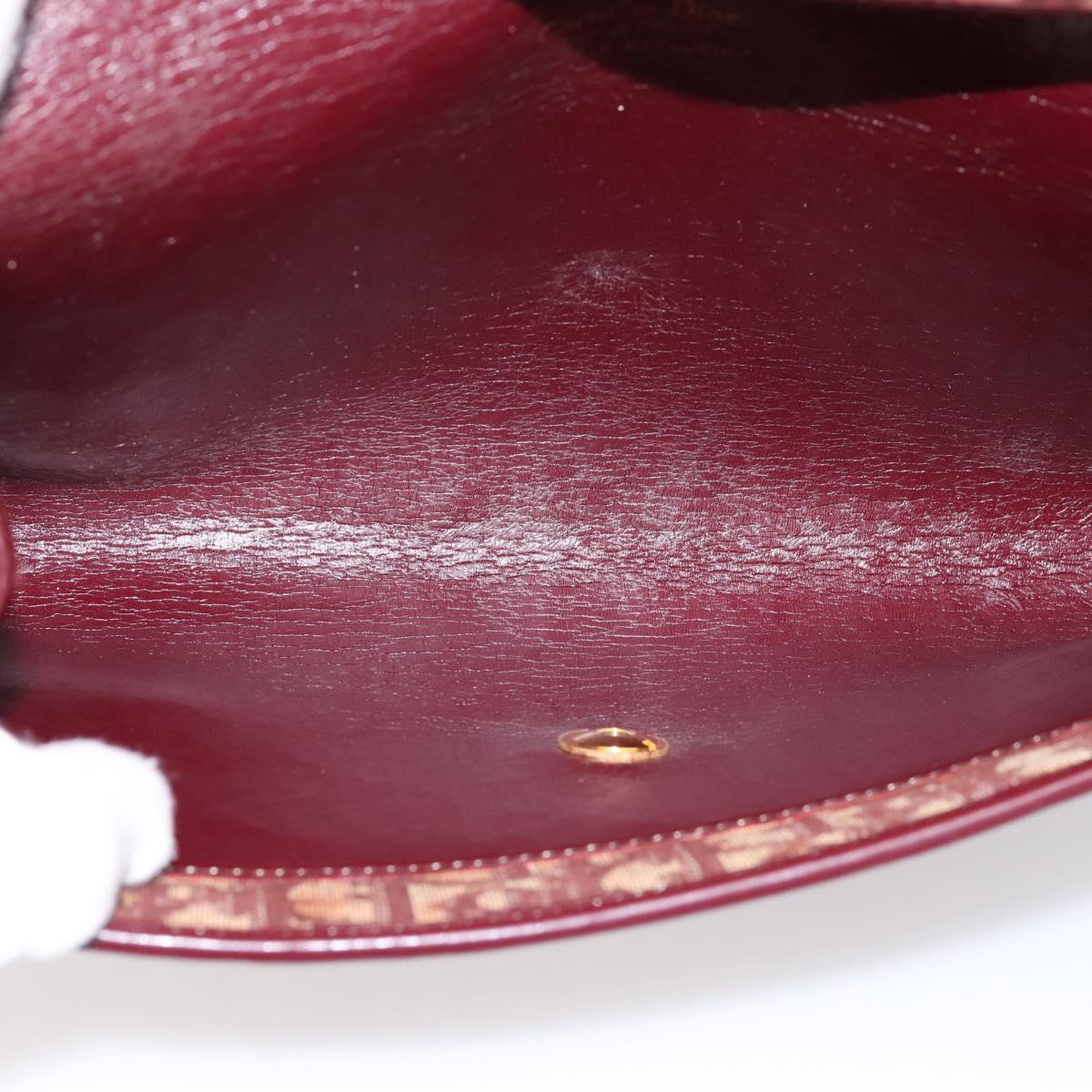 Christian Dior Trotter Canvas Shoulder Bag Red Gold Auth ka6024