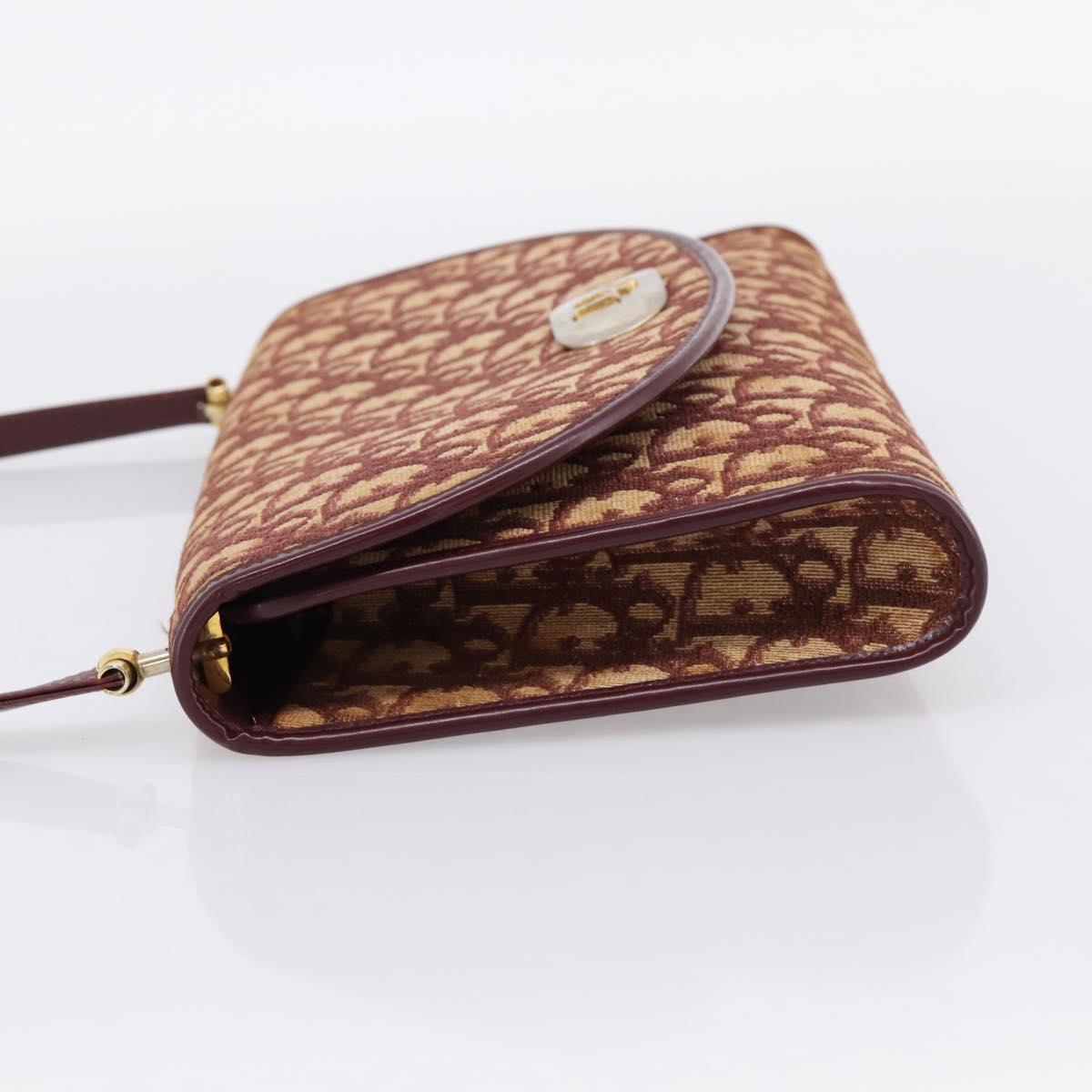 Christian Dior Trotter Canvas Shoulder Bag Red Gold Auth ka6024