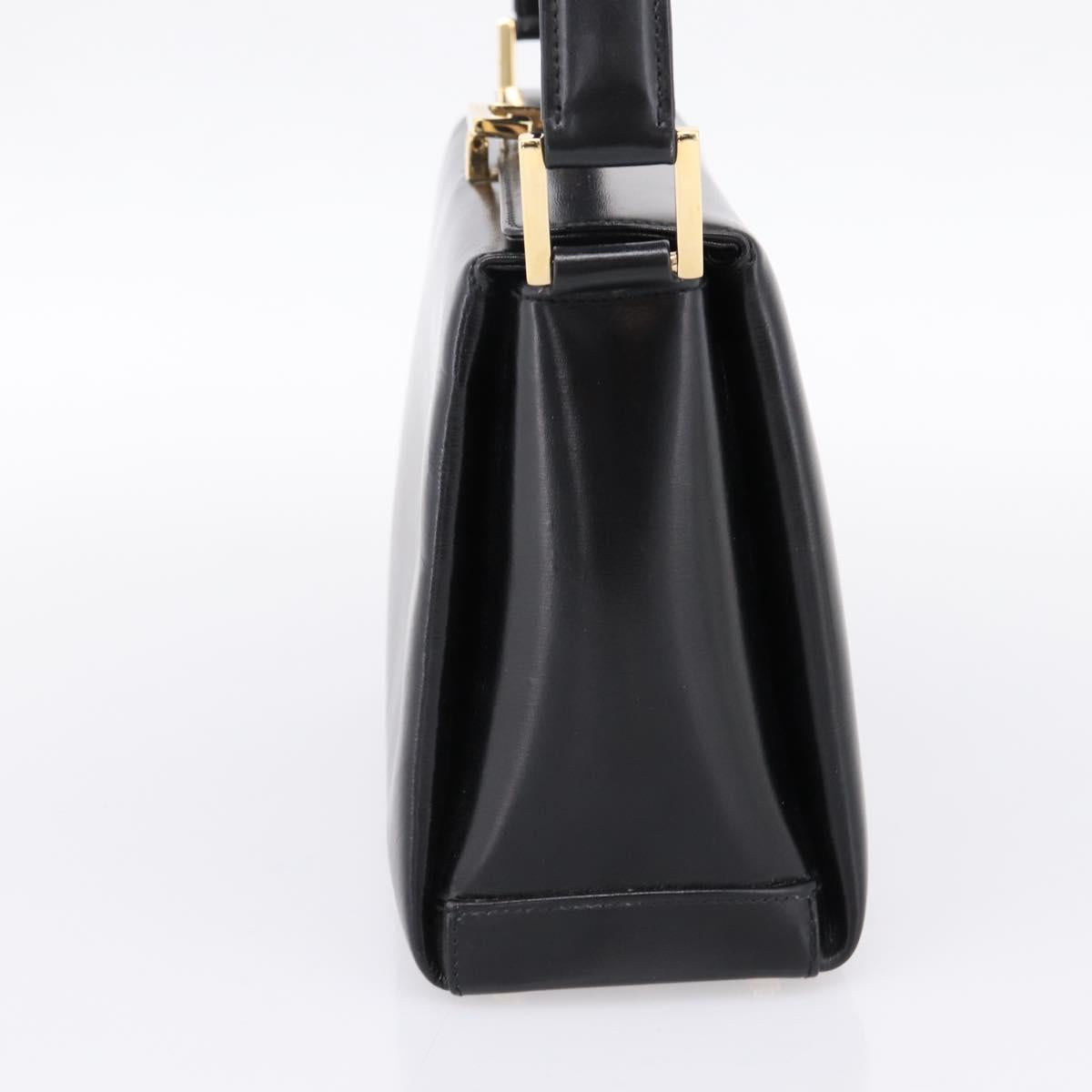 GUCCI Hand Bag Leather Black Gold 000 1448 1269 Auth ka6027A