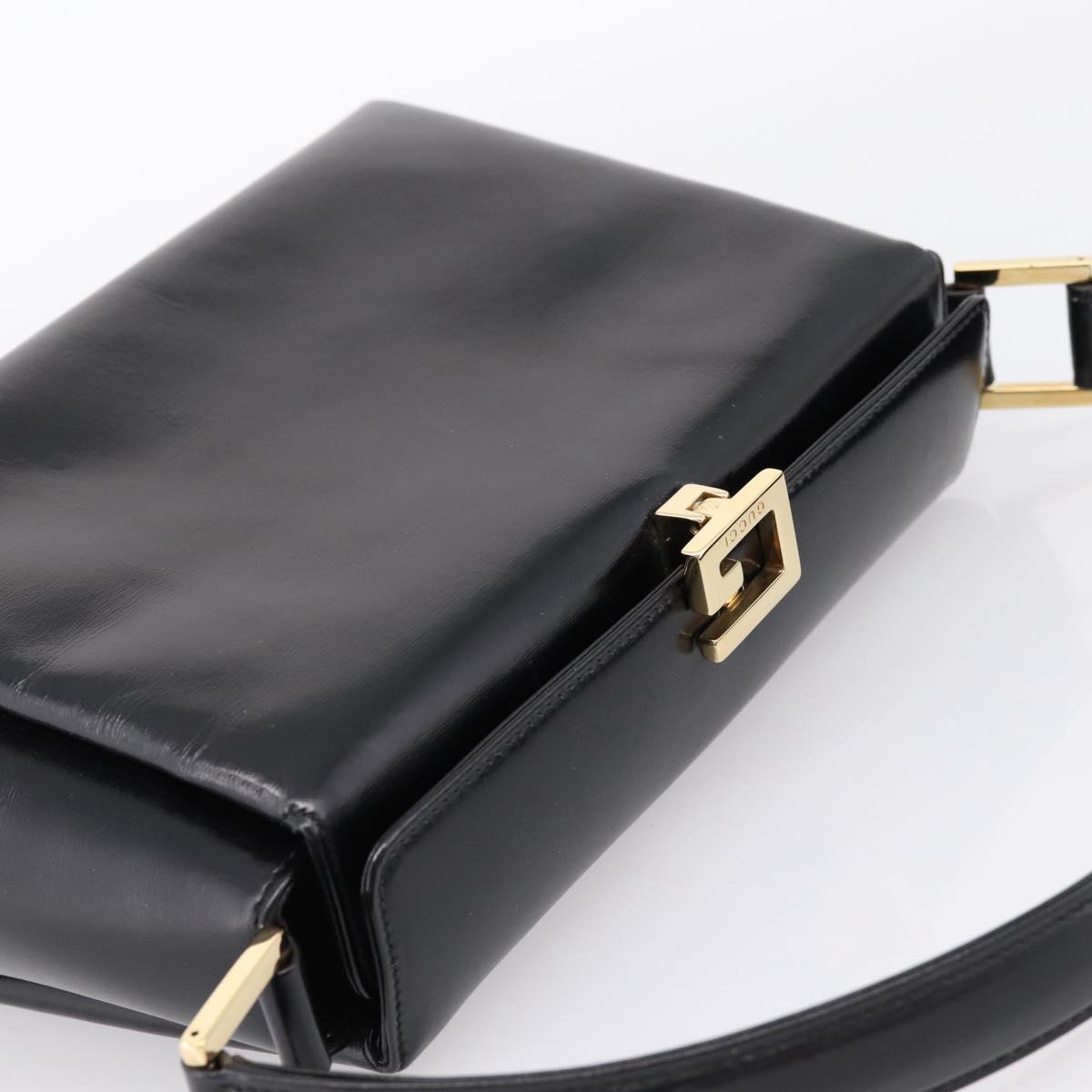 GUCCI Hand Bag Leather Black Gold 000 1448 1269 Auth ka6027A