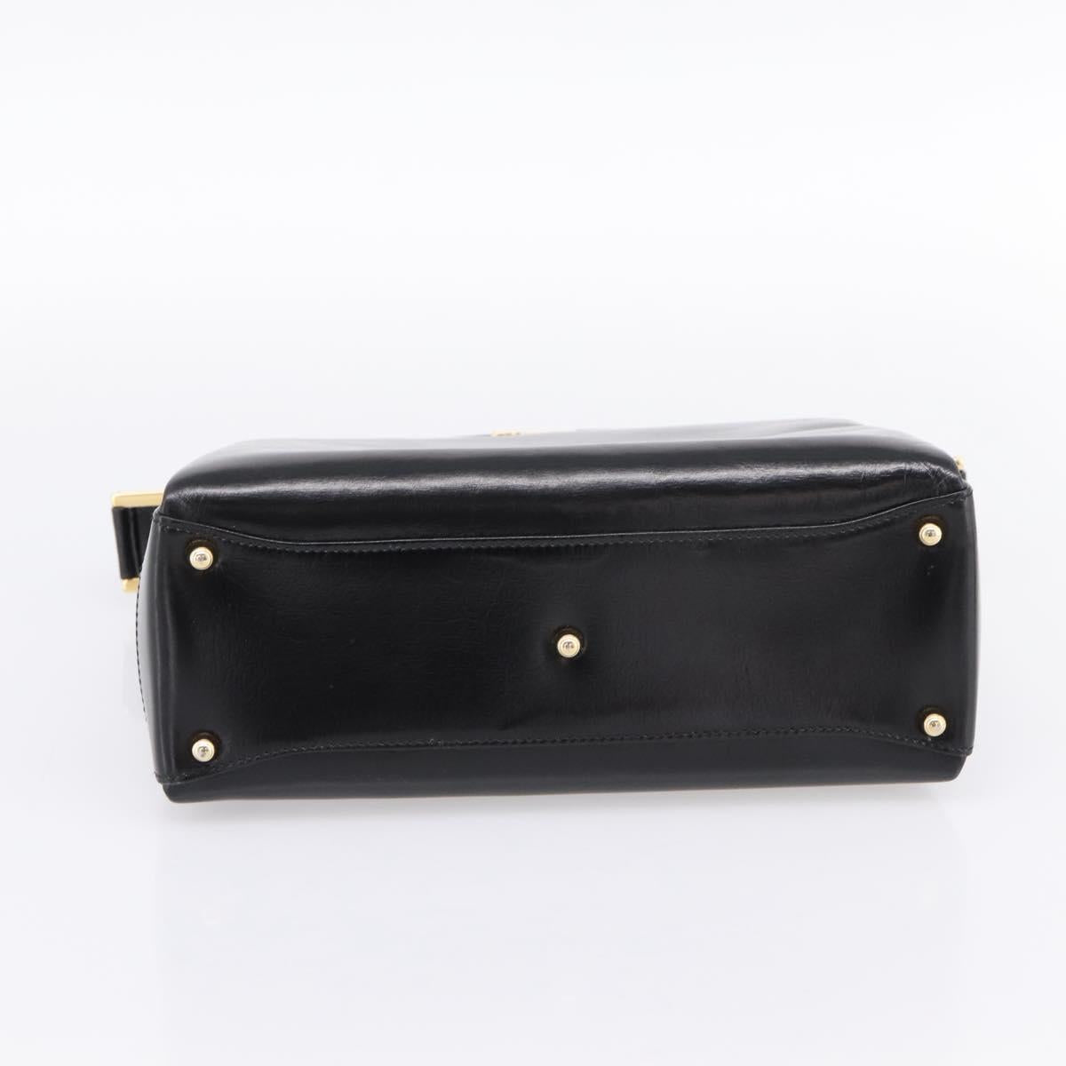 GUCCI Hand Bag Leather Black Gold 000 1448 1269 Auth ka6027A