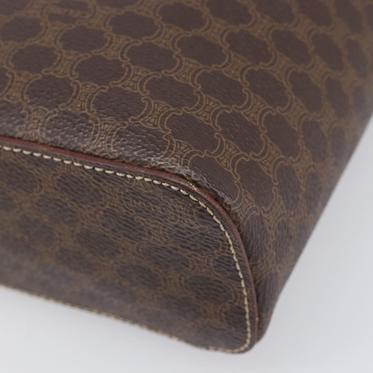 CELINE Macadam Canvas Vanity Hand Bag PVC Leather Brown Gold Auth ka6028A
