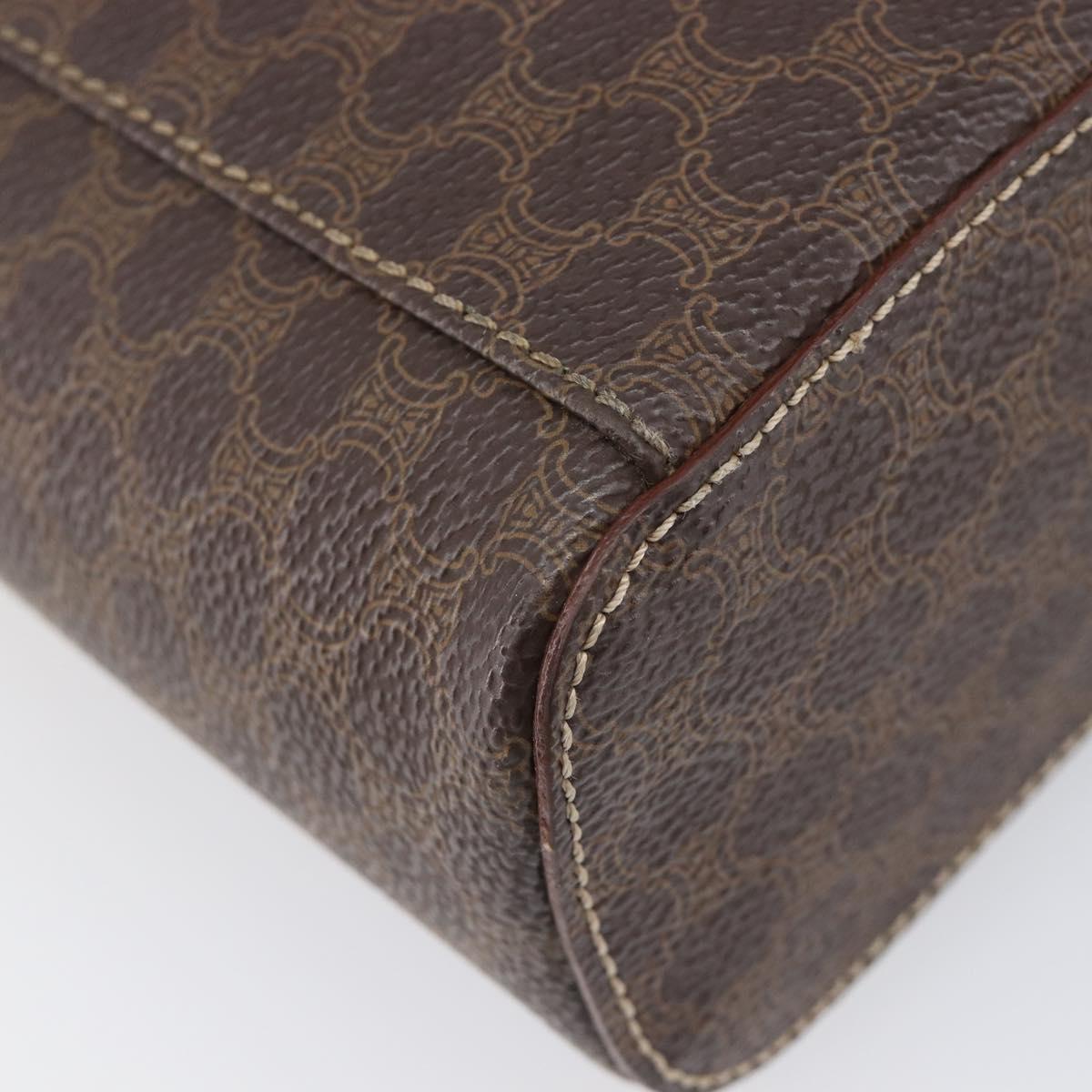 CELINE Macadam Canvas Vanity Hand Bag PVC Leather Brown Gold Auth ka6028A