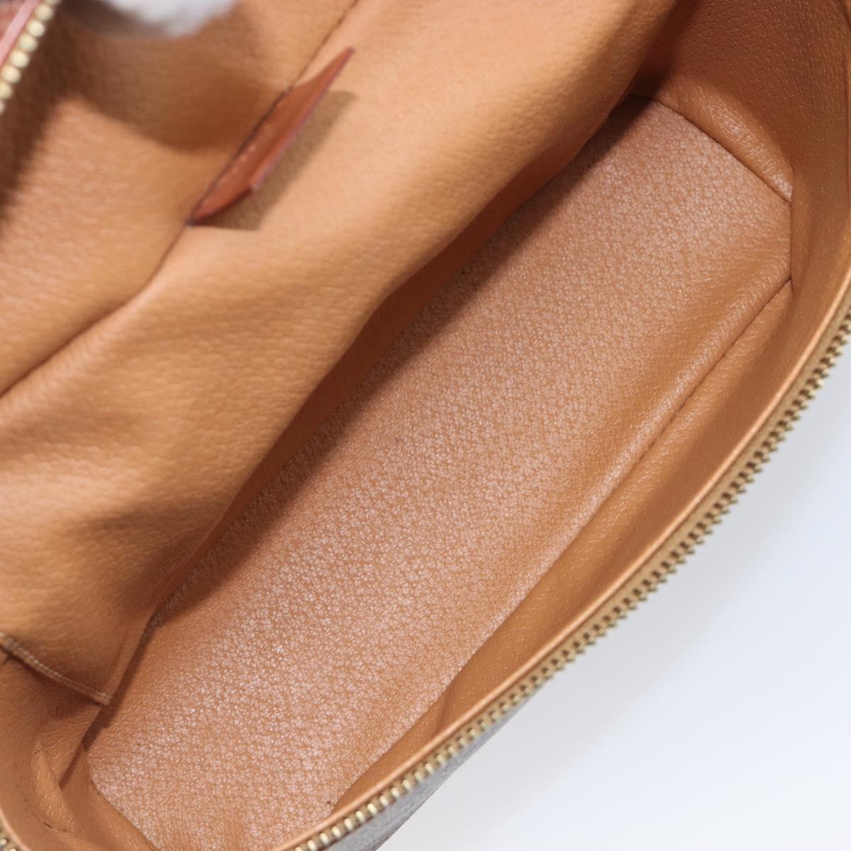 CELINE Macadam Canvas Vanity Hand Bag PVC Leather Brown Gold Auth ka6028A