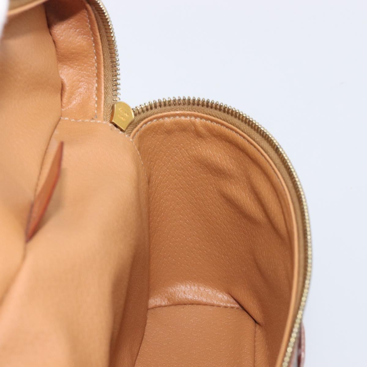 CELINE Macadam Canvas Vanity Hand Bag PVC Leather Brown Gold Auth ka6028A
