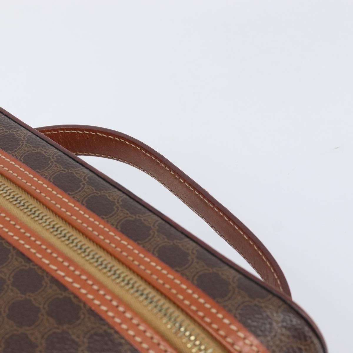 CELINE Macadam Canvas Vanity Hand Bag PVC Leather Brown Gold Auth ka6028A