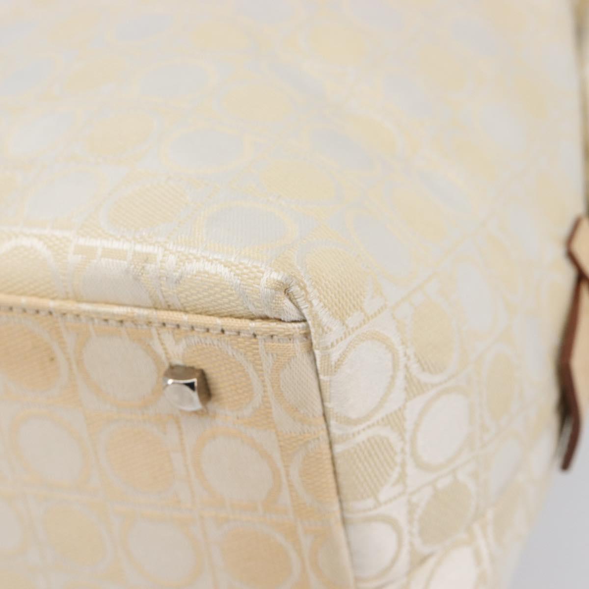 Salvatore Ferragamo Tote Bag Canvas Beige Silver Auth ka6029