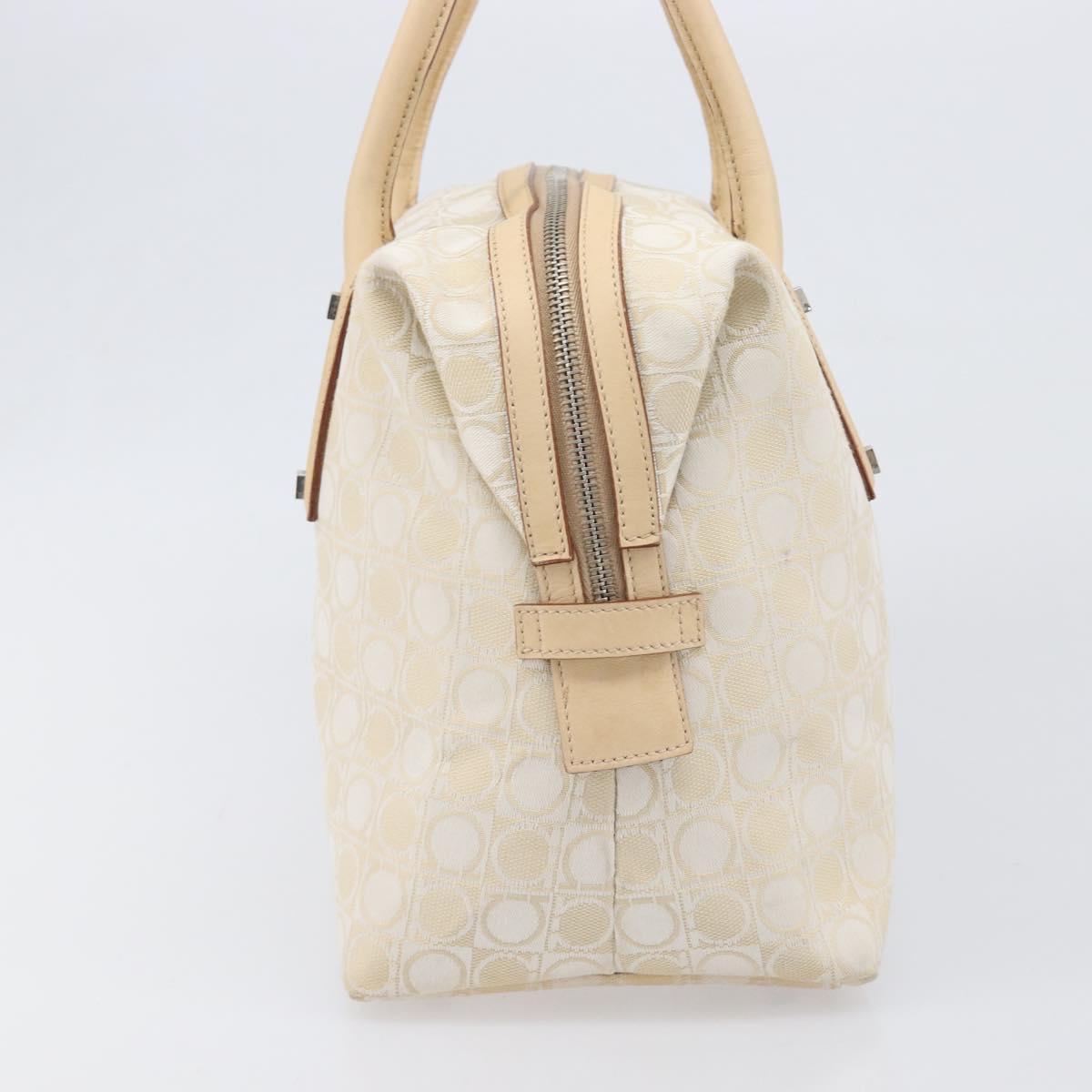 Salvatore Ferragamo Tote Bag Canvas Beige Silver Auth ka6029